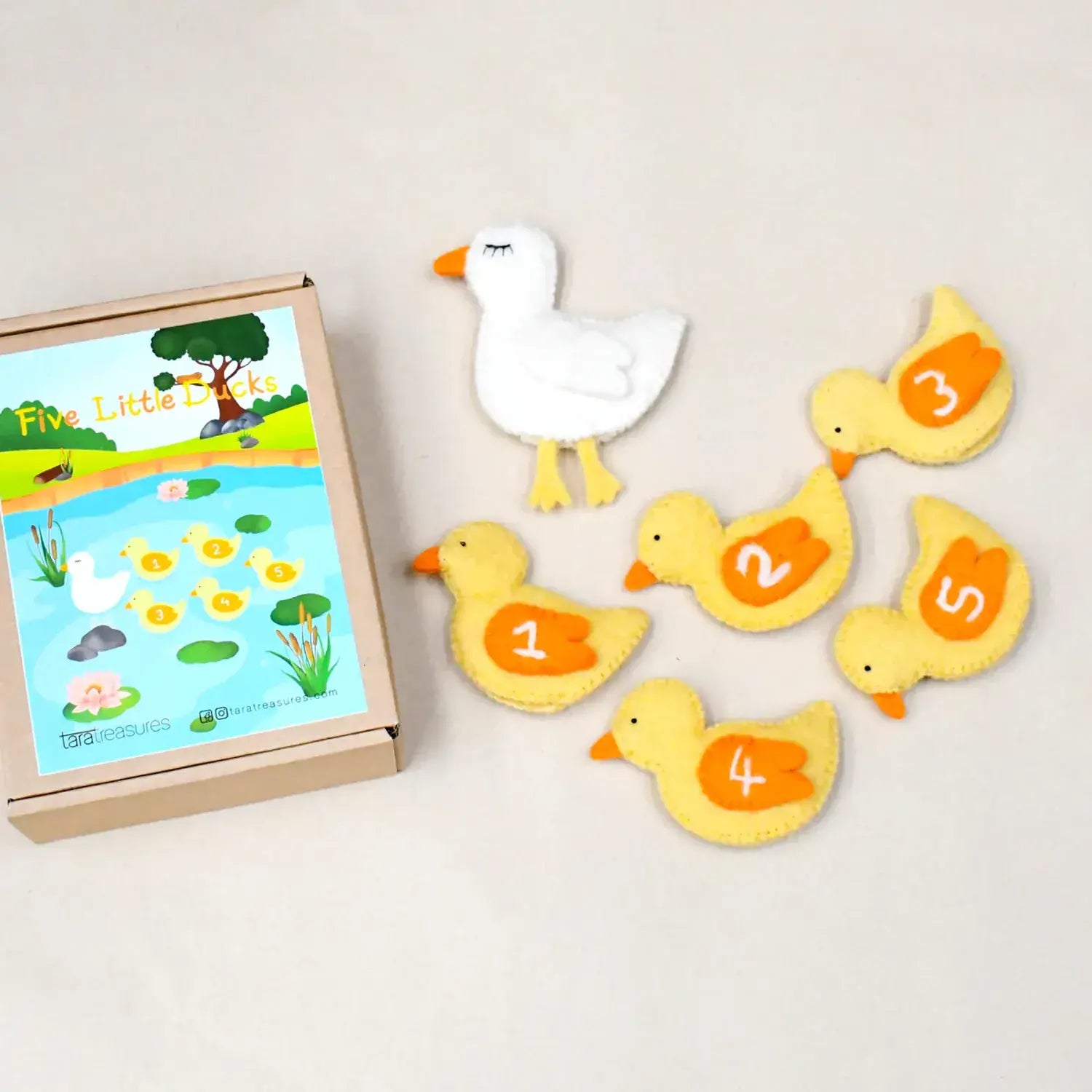 Five Little Ducks Finger Puppet Set by Tara Treasures