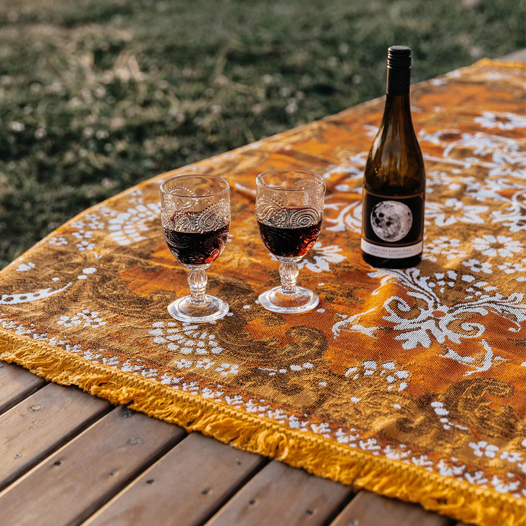 Wandering Folk Woven Picnic Throw - Ginger