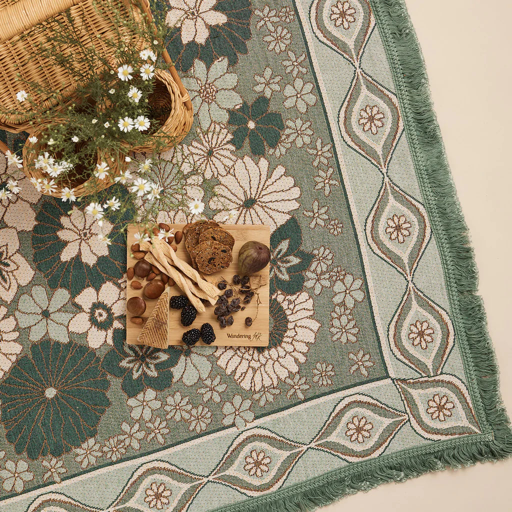 Wandering Folk Woven Picnic Throw - Peppermint