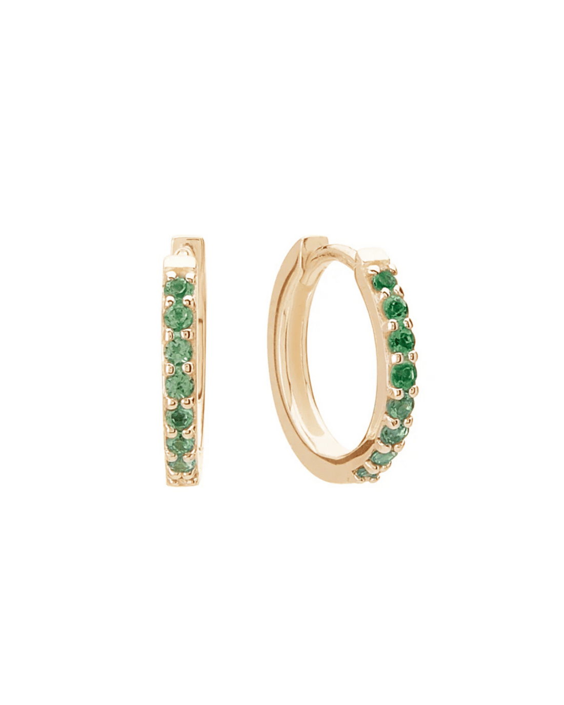 13mm Gold Huggies - Green Quartz by Murkani 