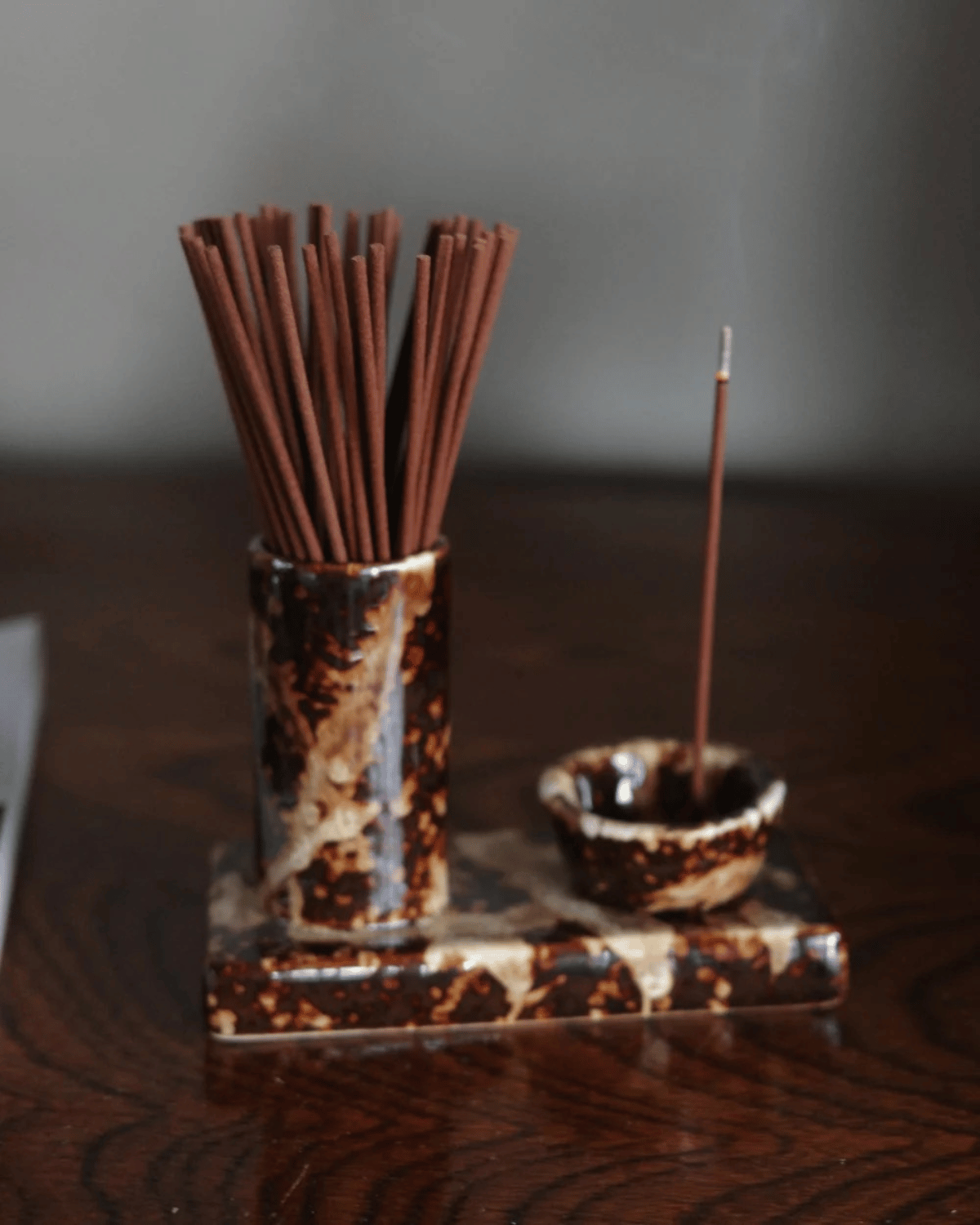 Ceramic Incense Caddy - Chocolate