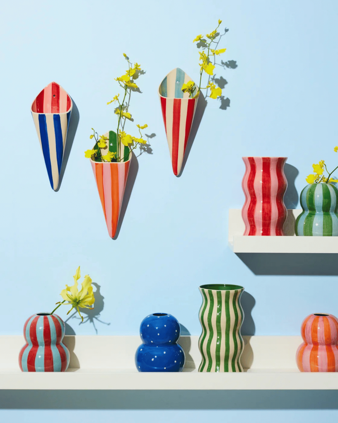 Folly Wall Vase - Pink Stripe