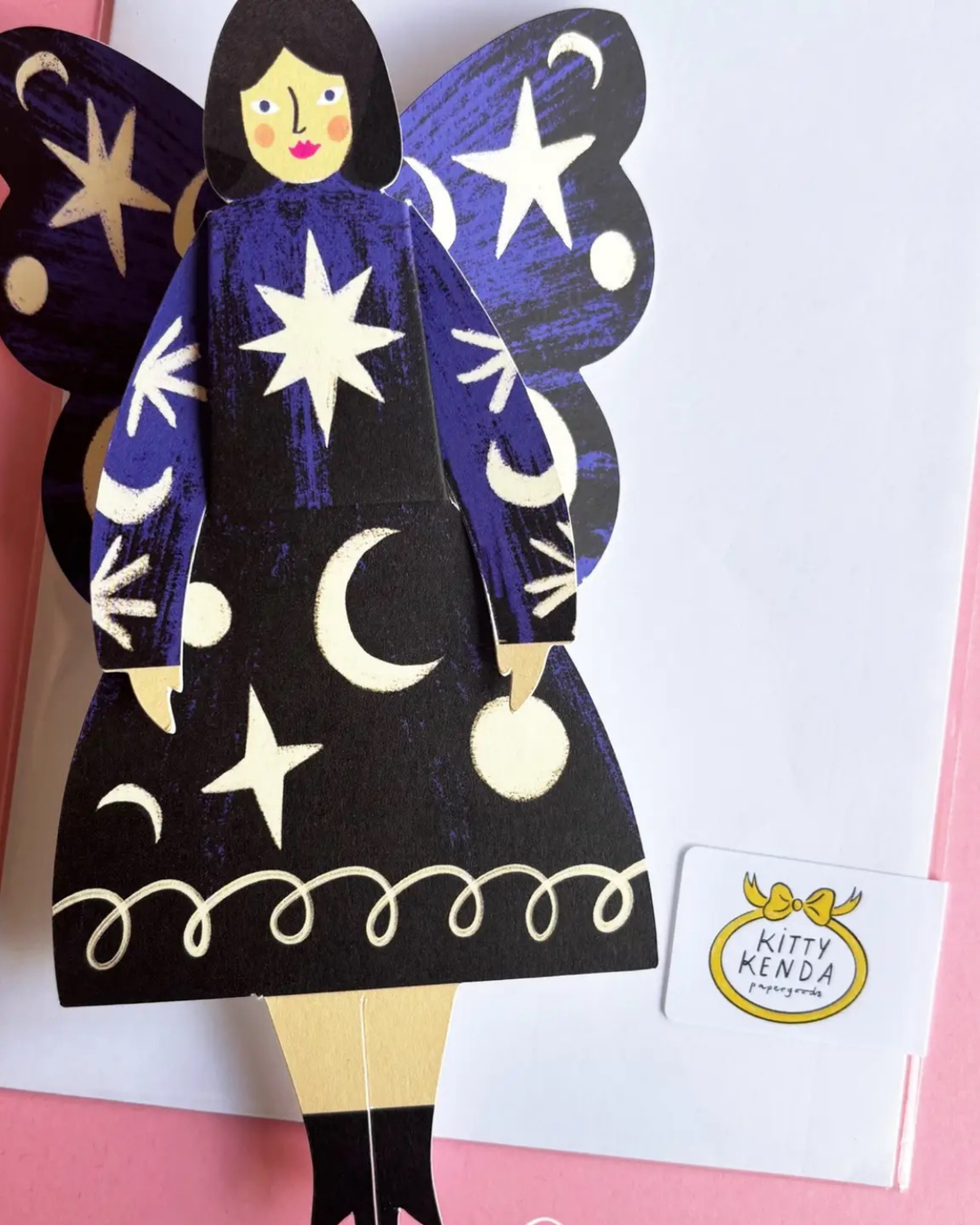 Butterfly Woman Sitting Card - Cosmic