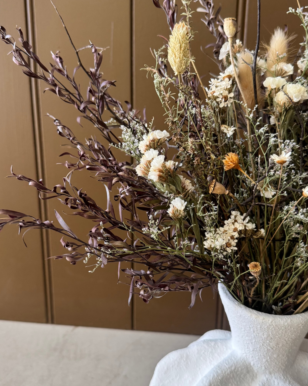 DRIED FLOWER VASE ❘ Vintage White Stone