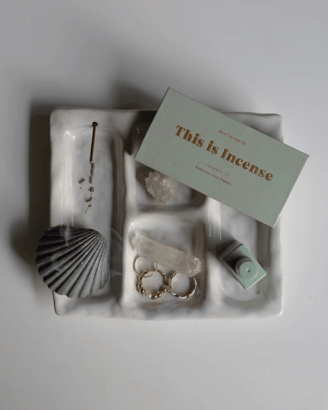 Ceramic Incense Platter - Cream