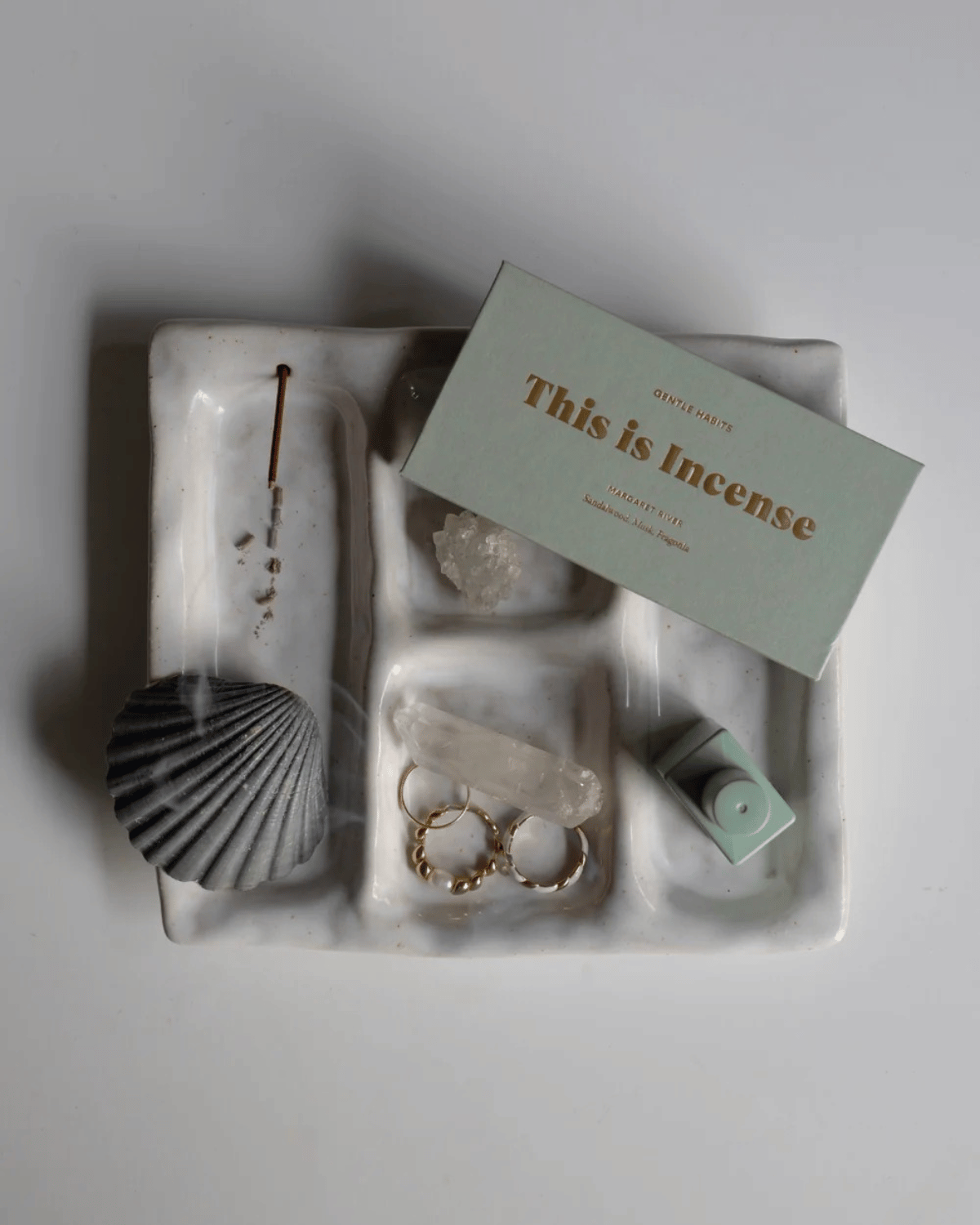 Ceramic Incense Platter - Cream