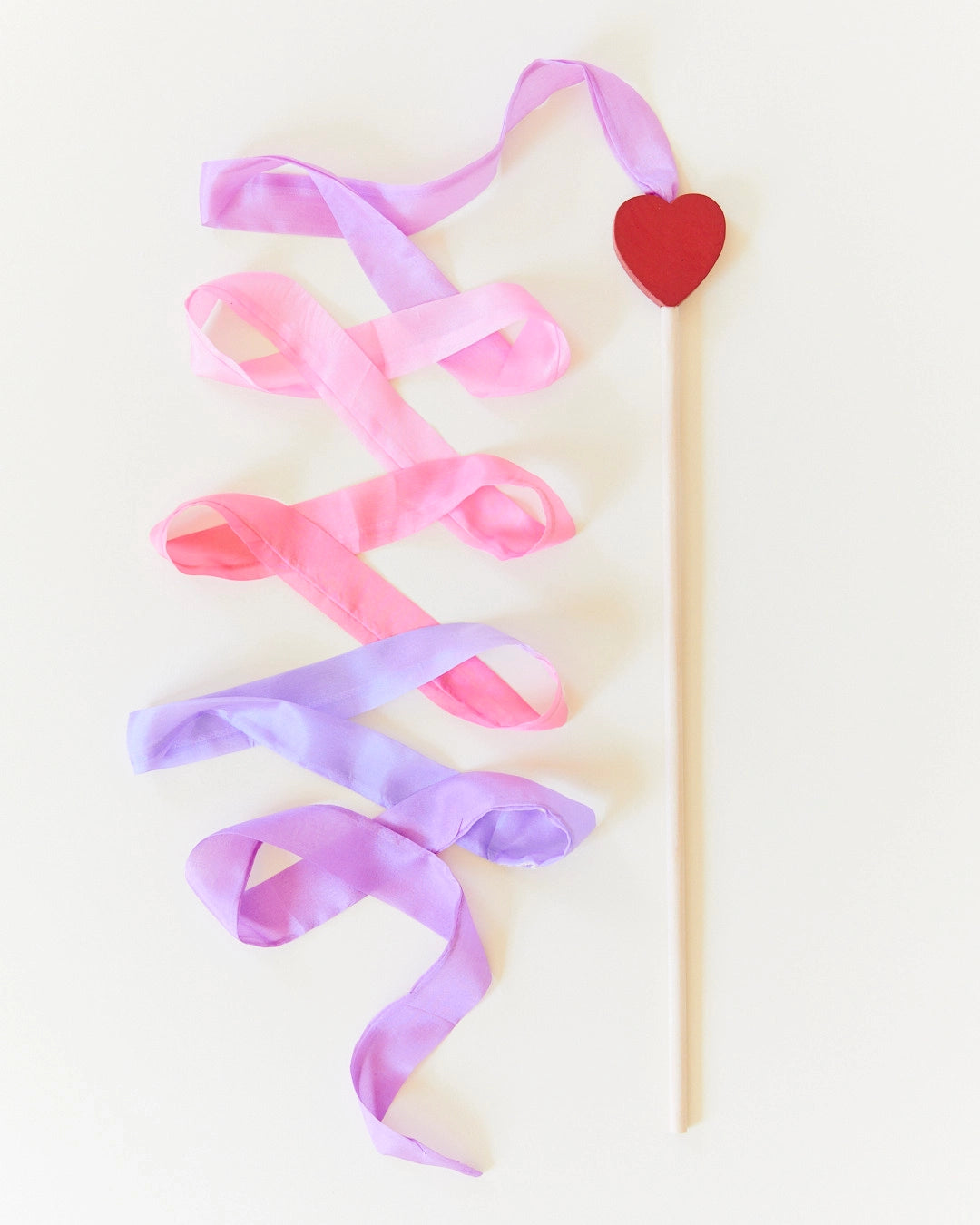 Pink &amp; Purple Silk &amp; Wood Streamer - Wand For Pretend Play