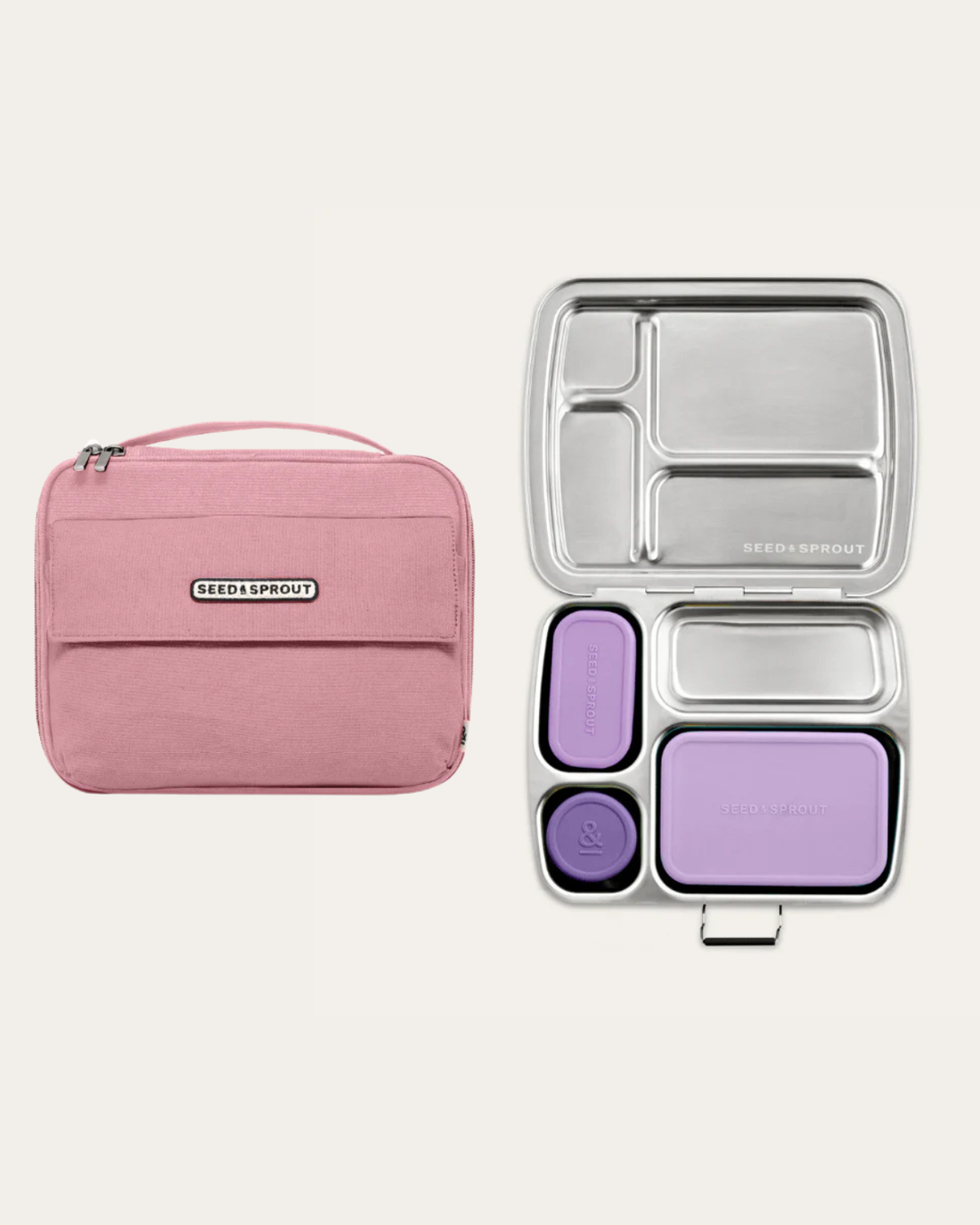 CrunchBox™ Lunchbox & Snack Bundle - 3 Pot Set (Plum + Peony)