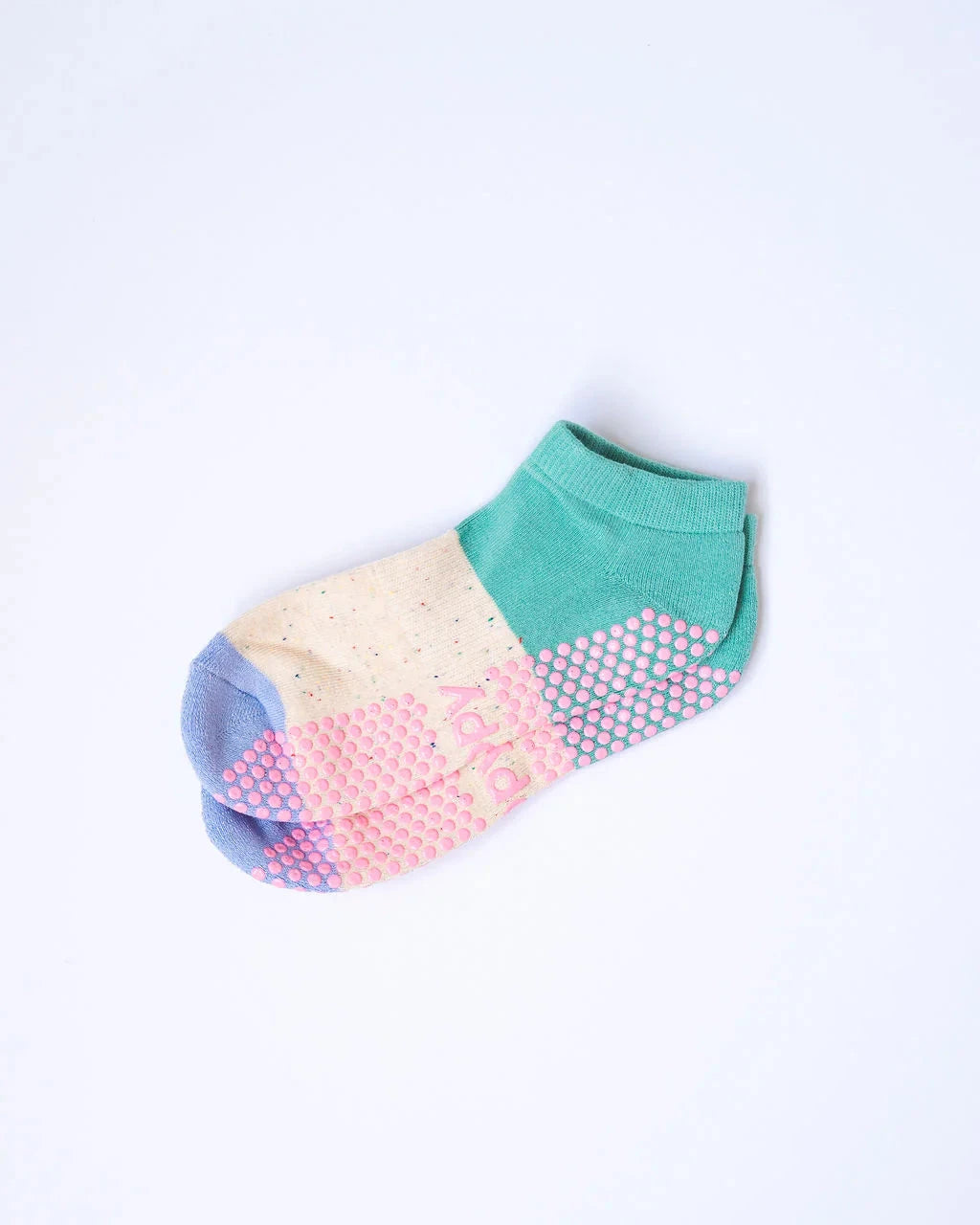 Grippy Socks - Neapolitan Ankle (Green + Purple)