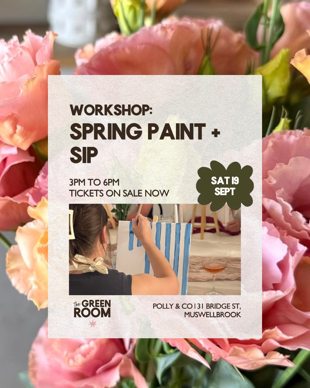 EVENT TICKET: Paint + Sip / Saturday 19th September @ 3pm