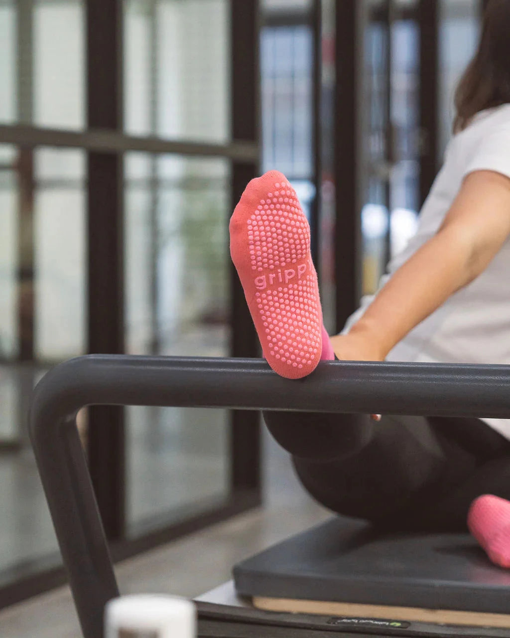 Grippy Socks - Colour Block (Pink + Red)