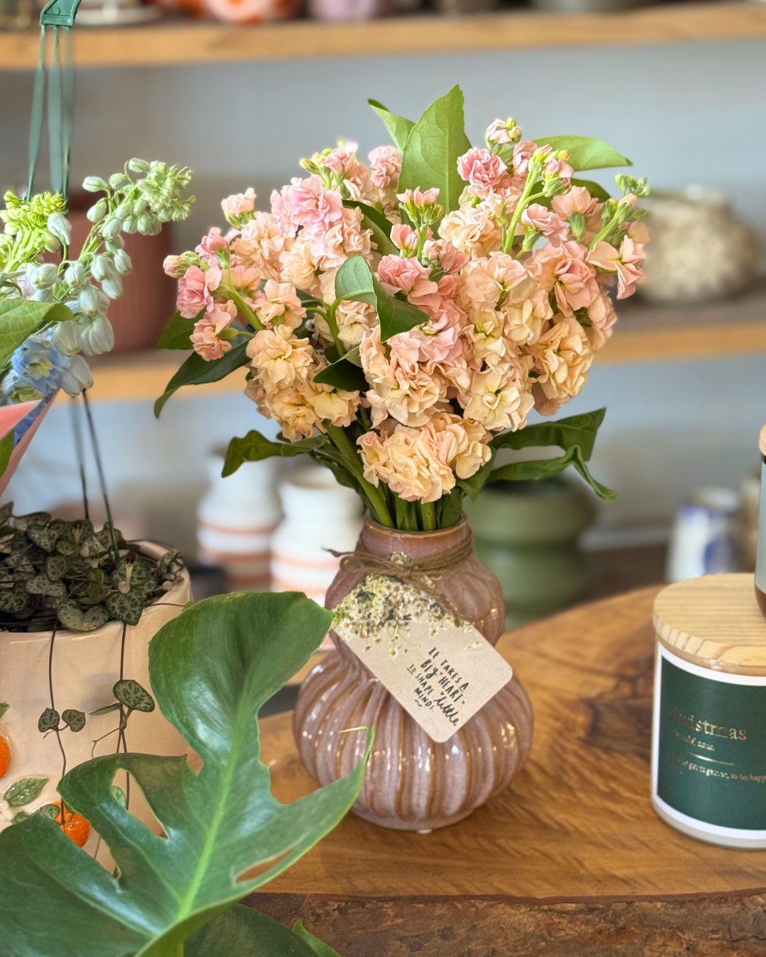 The Flora Bar Jars / Apricot Stock in Ruffle Vase