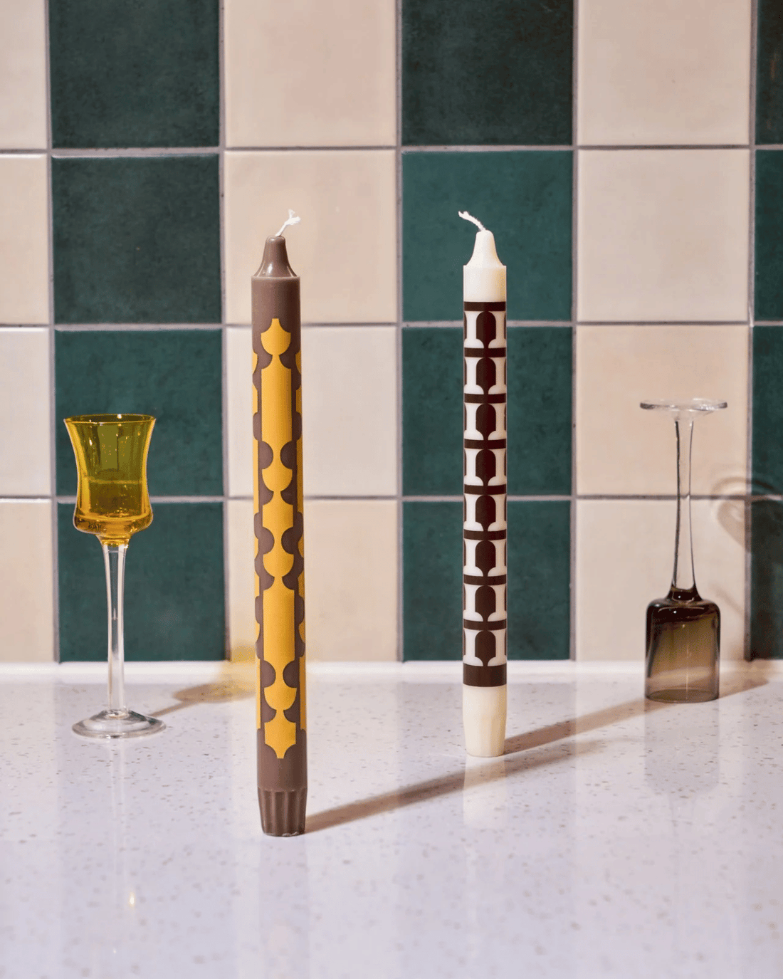 Graphic Taper Candlesticks Duo in Retro Ember by Aleo 