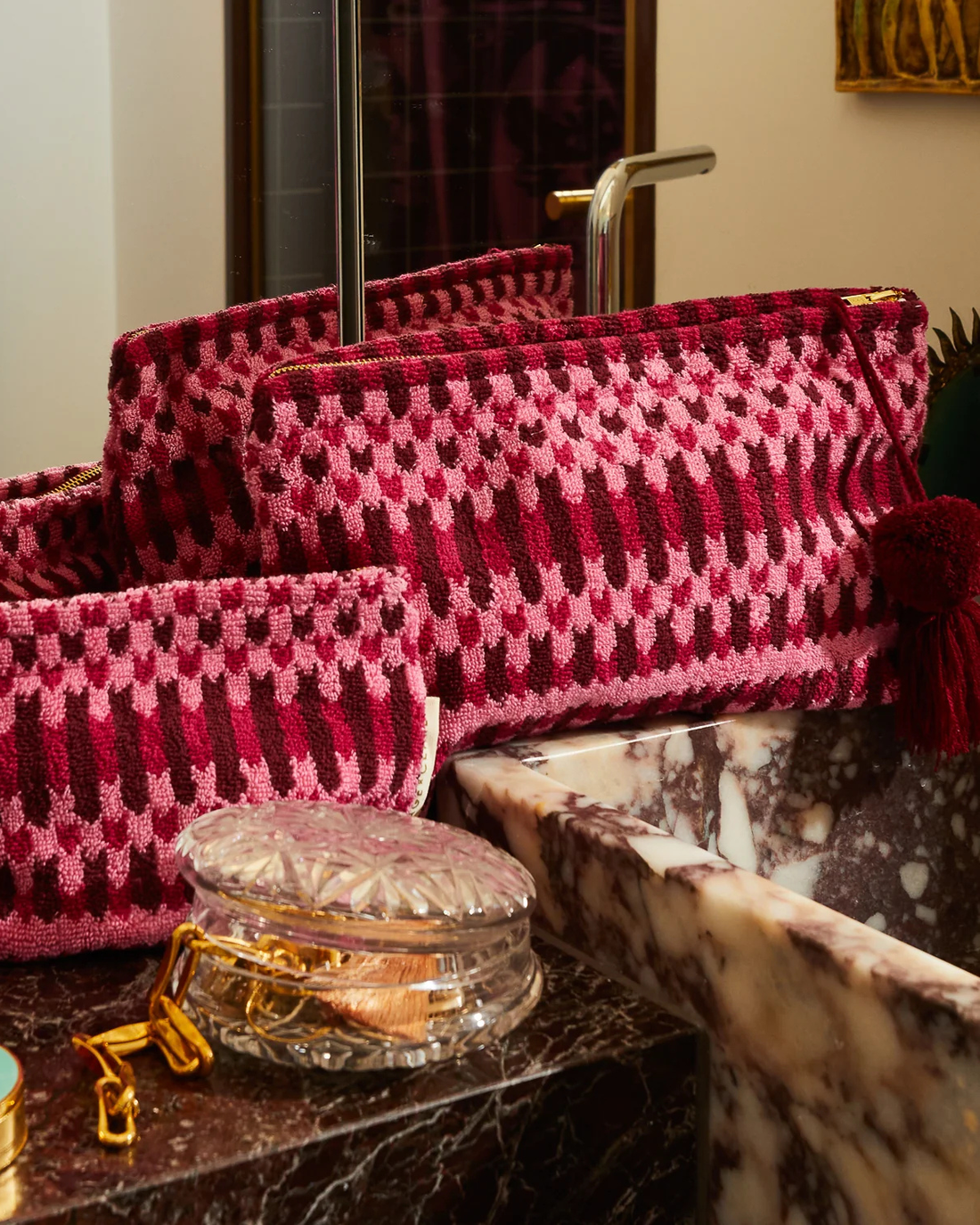 Sage & Clare Arlette Terry Pouch - Cosmo Pink