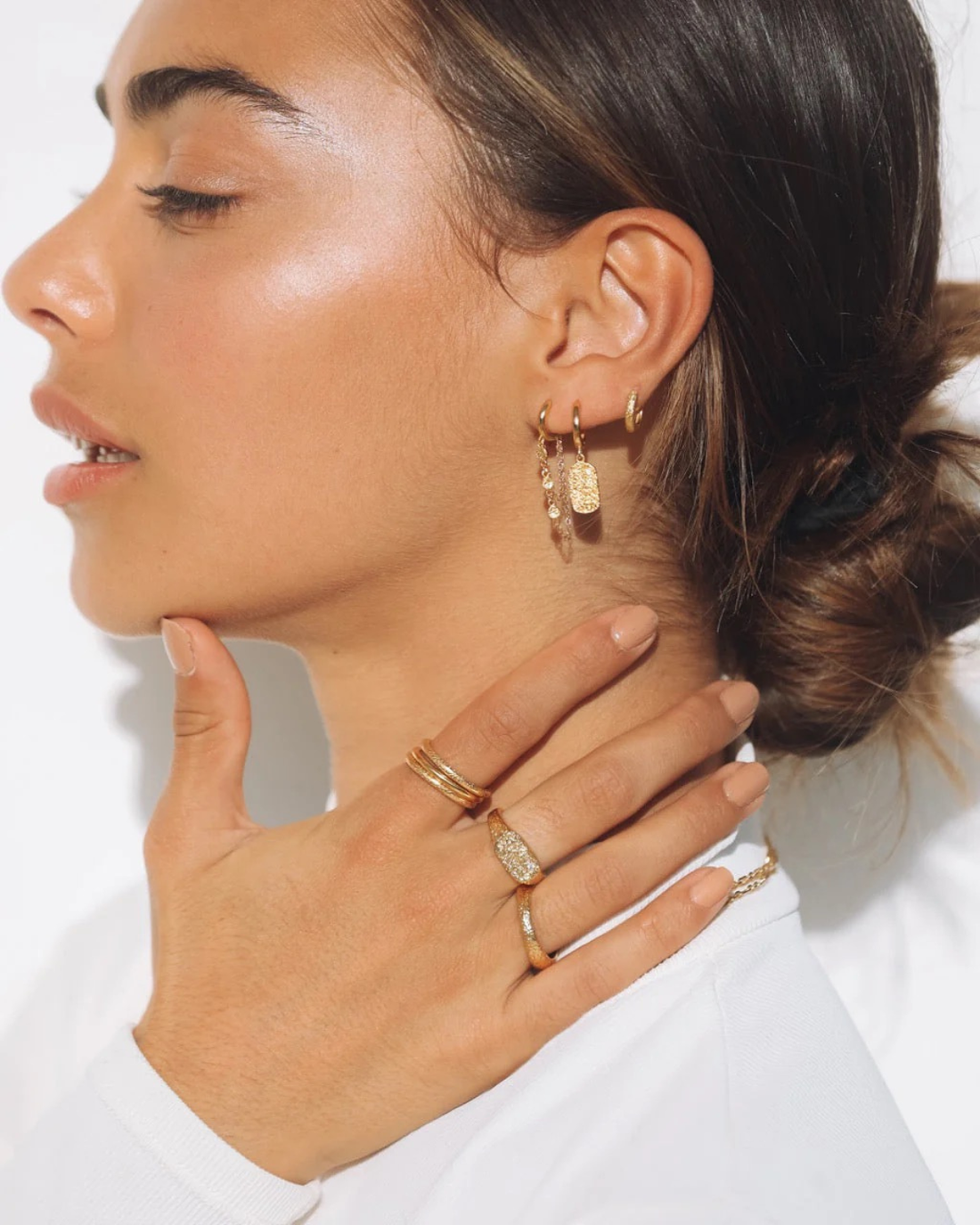 Mendoza Gold Huggie Earrings by Arms of Eve