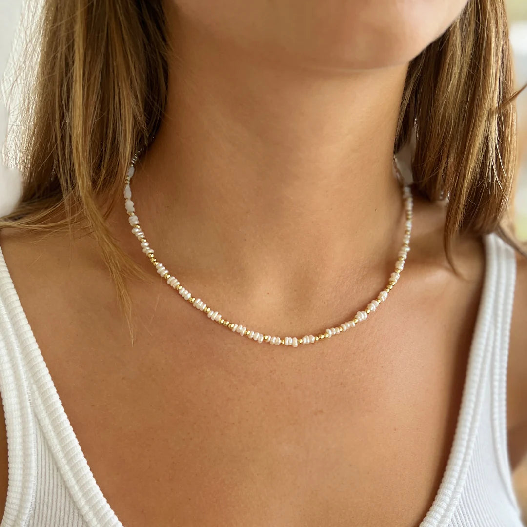 Lucia Pearl and Gold Necklace by Arms of Eve
