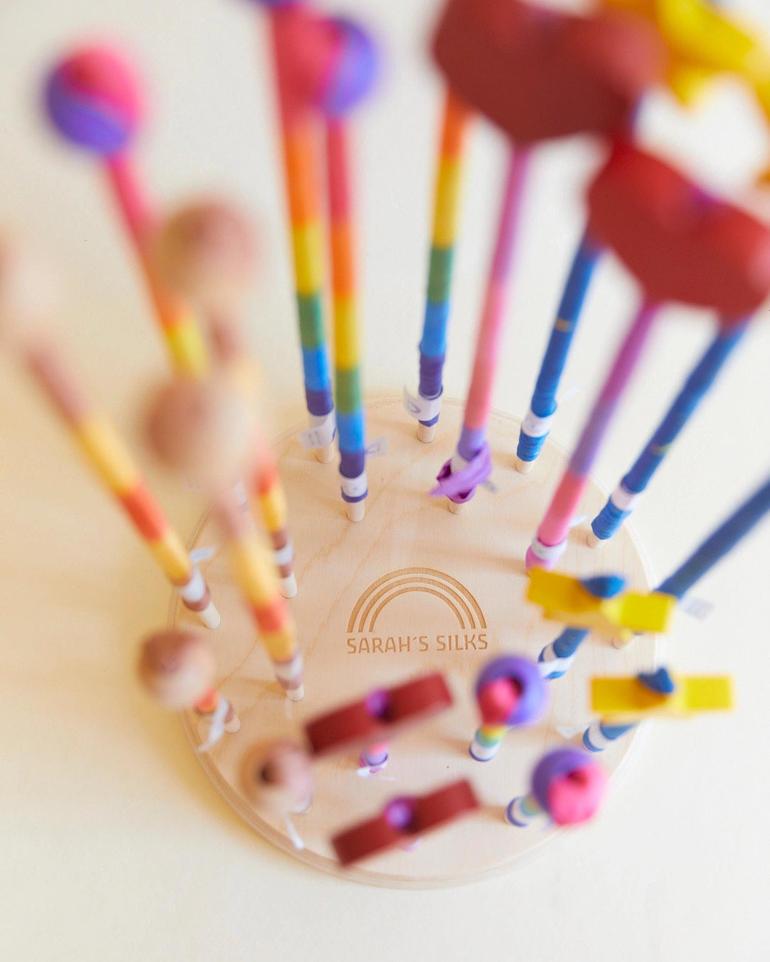 Rainbow Silk & Wood Streamer Wand For Pretend Play Polly & Co