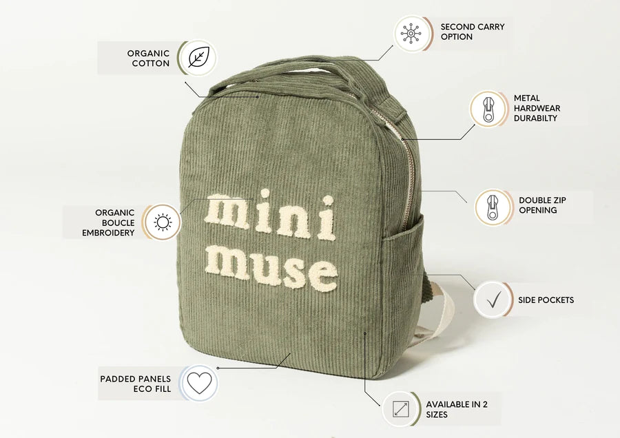 Bam Loves Boo - Mini Muse Organic Backpack in Olive