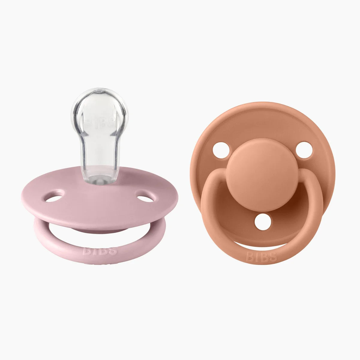 BIBS Dummies (One Size) Round De Lux Pink Plum/Peach (2pk) Polly & Co