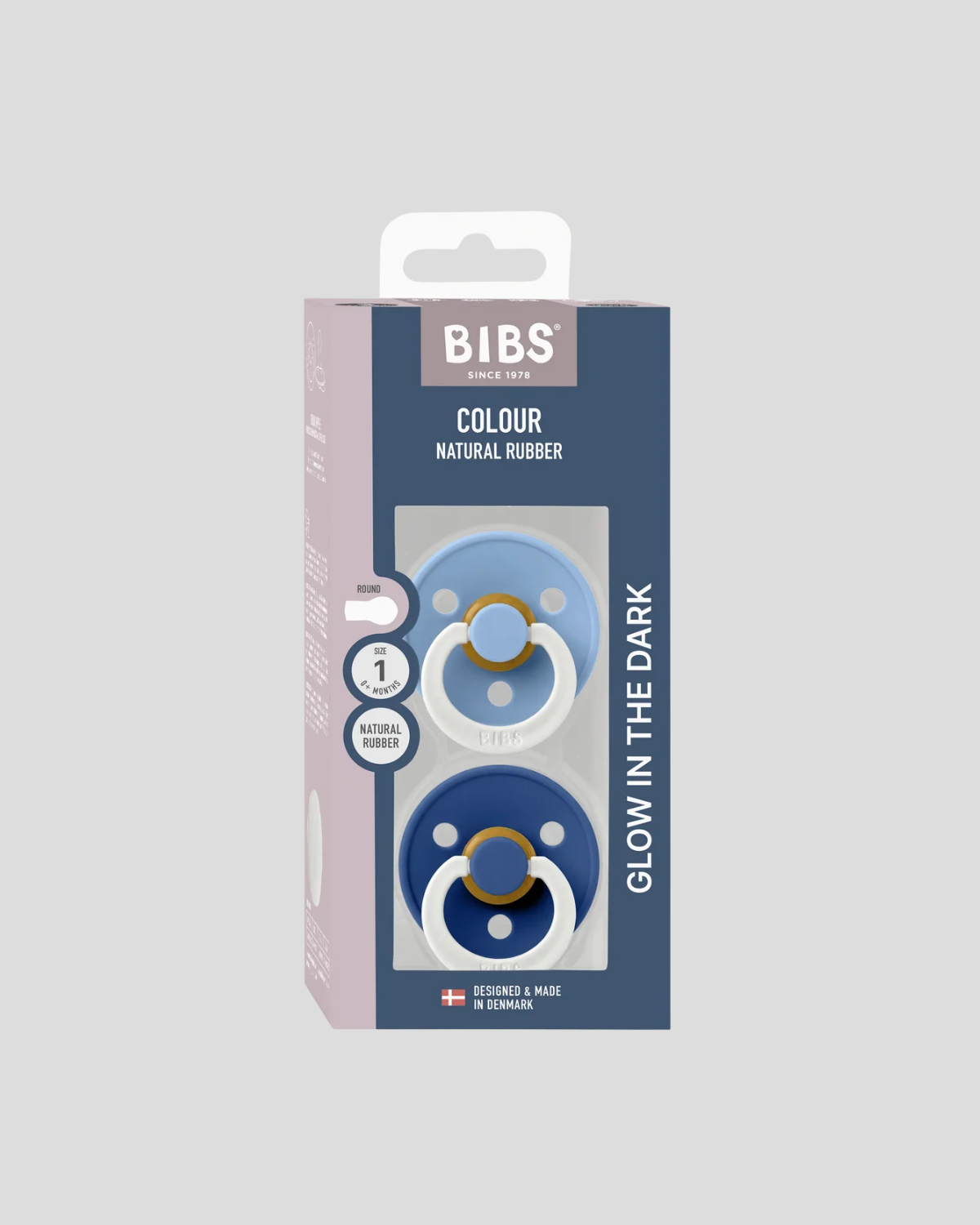 BIBS Dummies ❘ Glow Blue/Cornflower - Round, Latex (2pk)