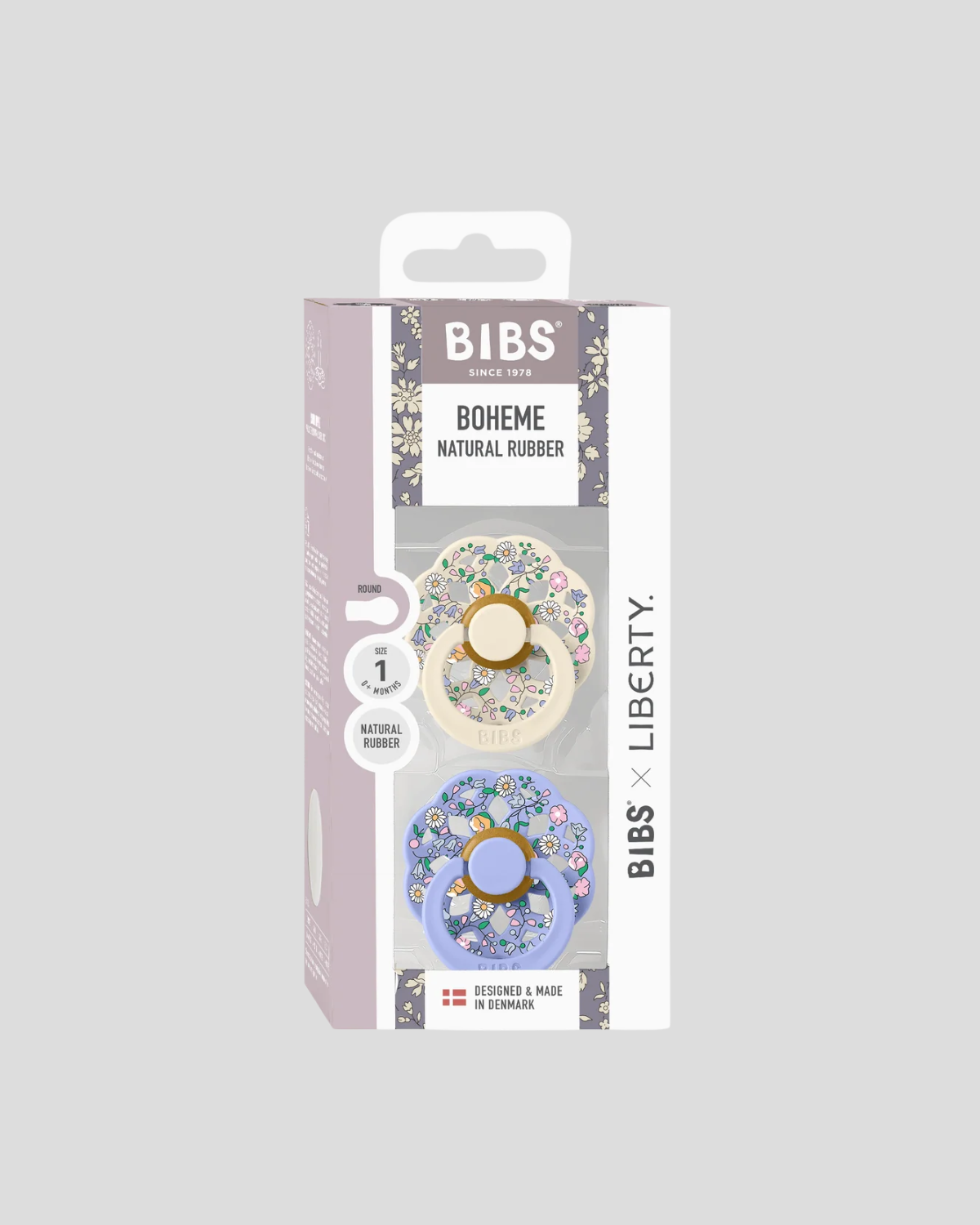 BIBS DUMMIES ❘ Liberty Boheme Chloe Meadow/Ivory - Round, Latex (2pk)