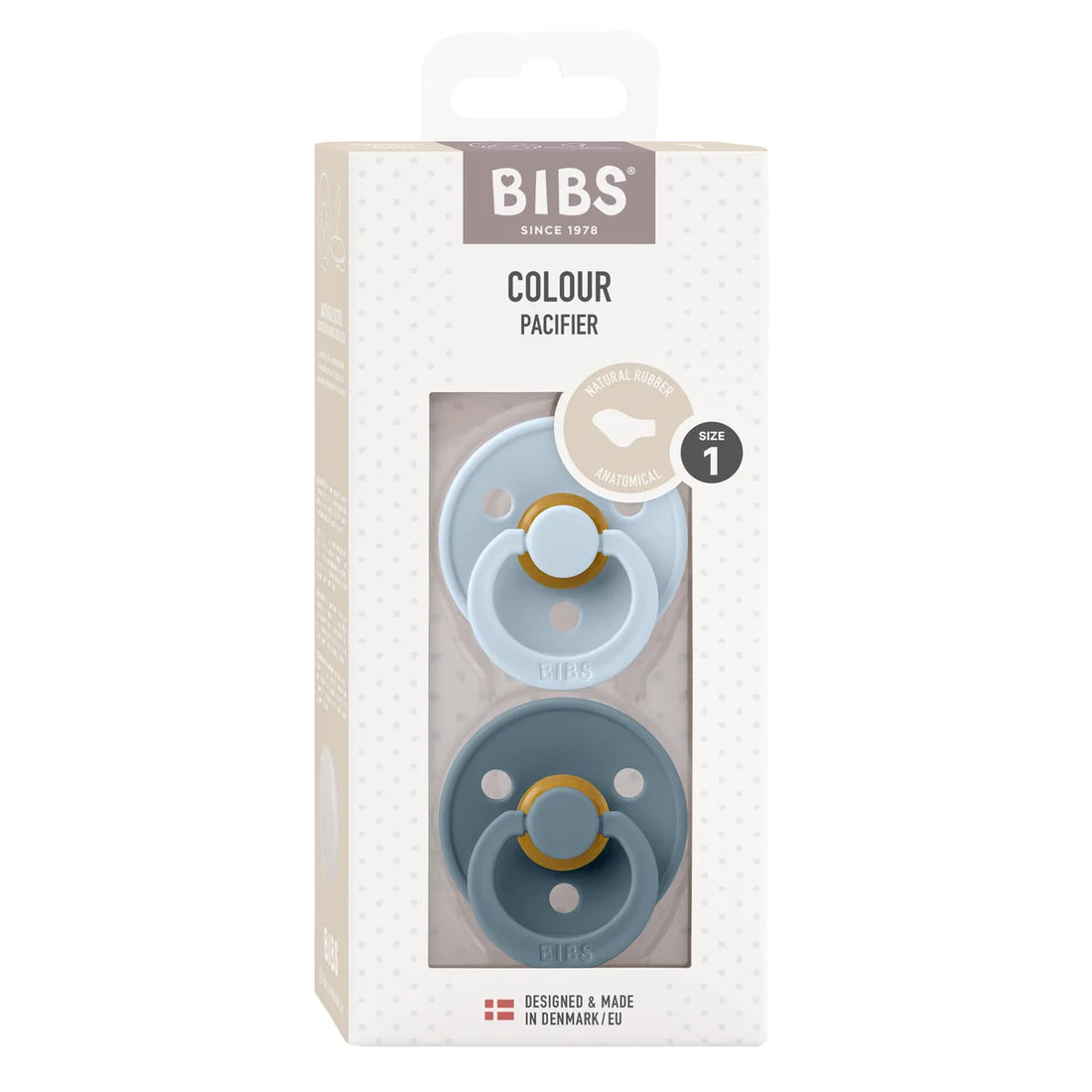 BIBS Dummies - Size 1 | Anatomical Colour | Baby Blue / Petrol (2pk)