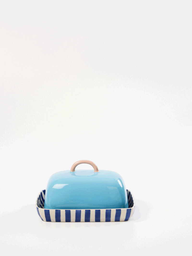 Bloomie Blue Butter Dish by Jones &amp; Co