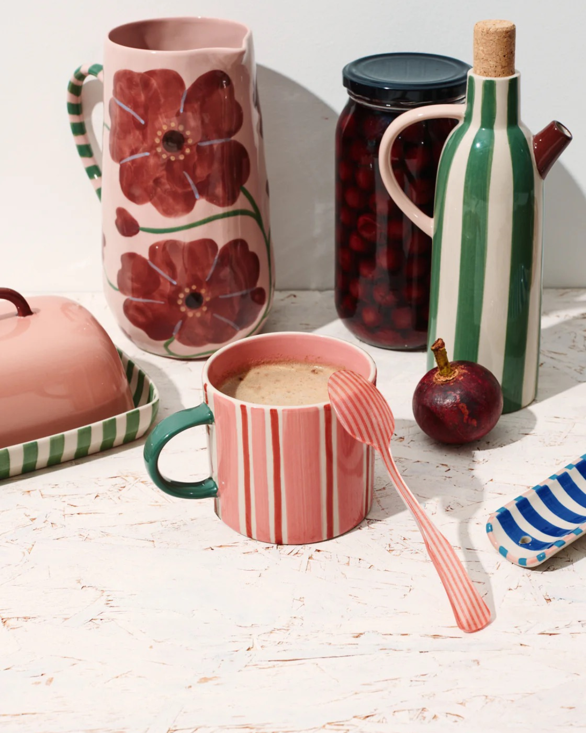 Bloomie Pink Stripe Mug by Jones &amp; Co 