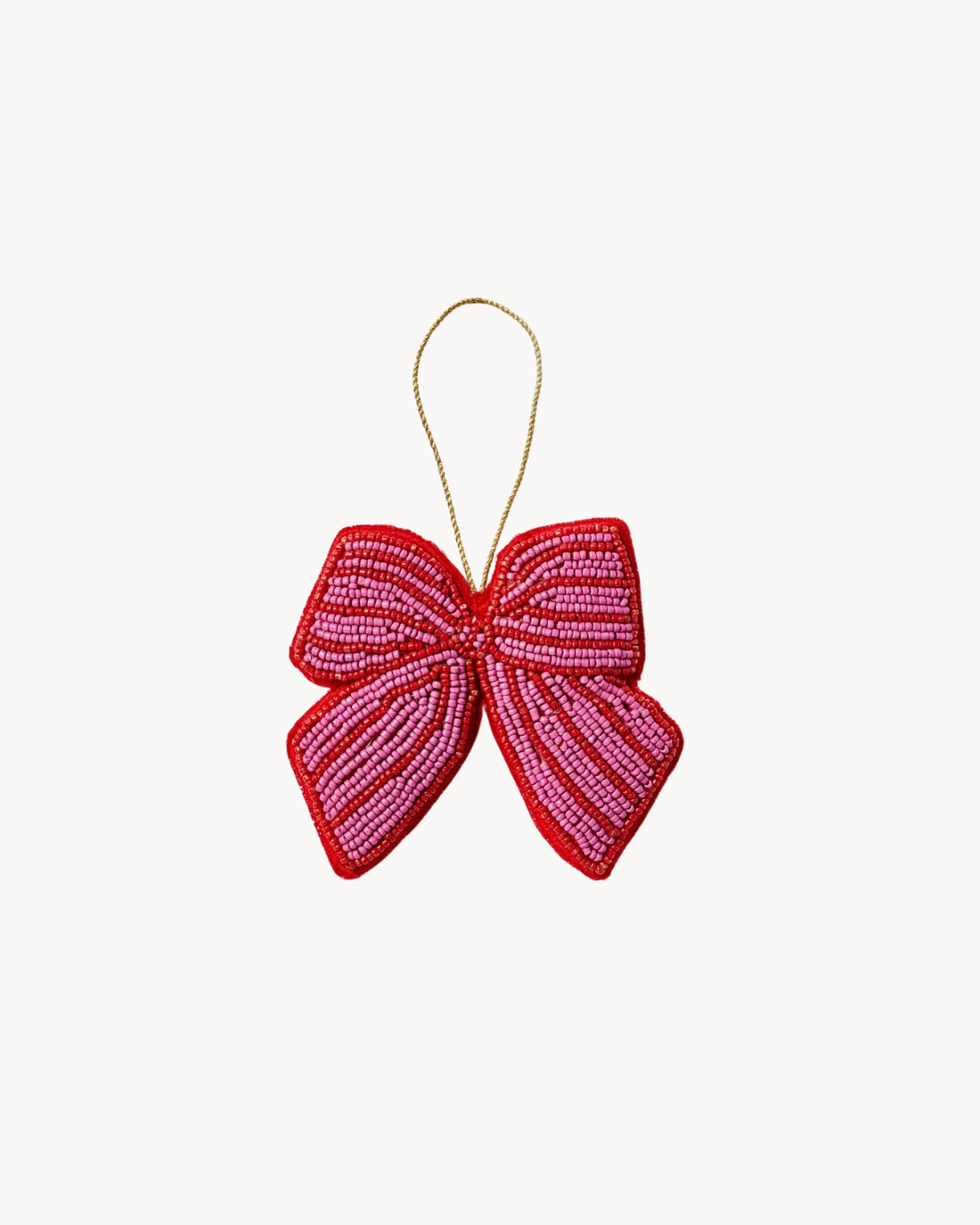 Bonnie &amp; Neil &amp; Bow Pink Beaded Christmas Decoration