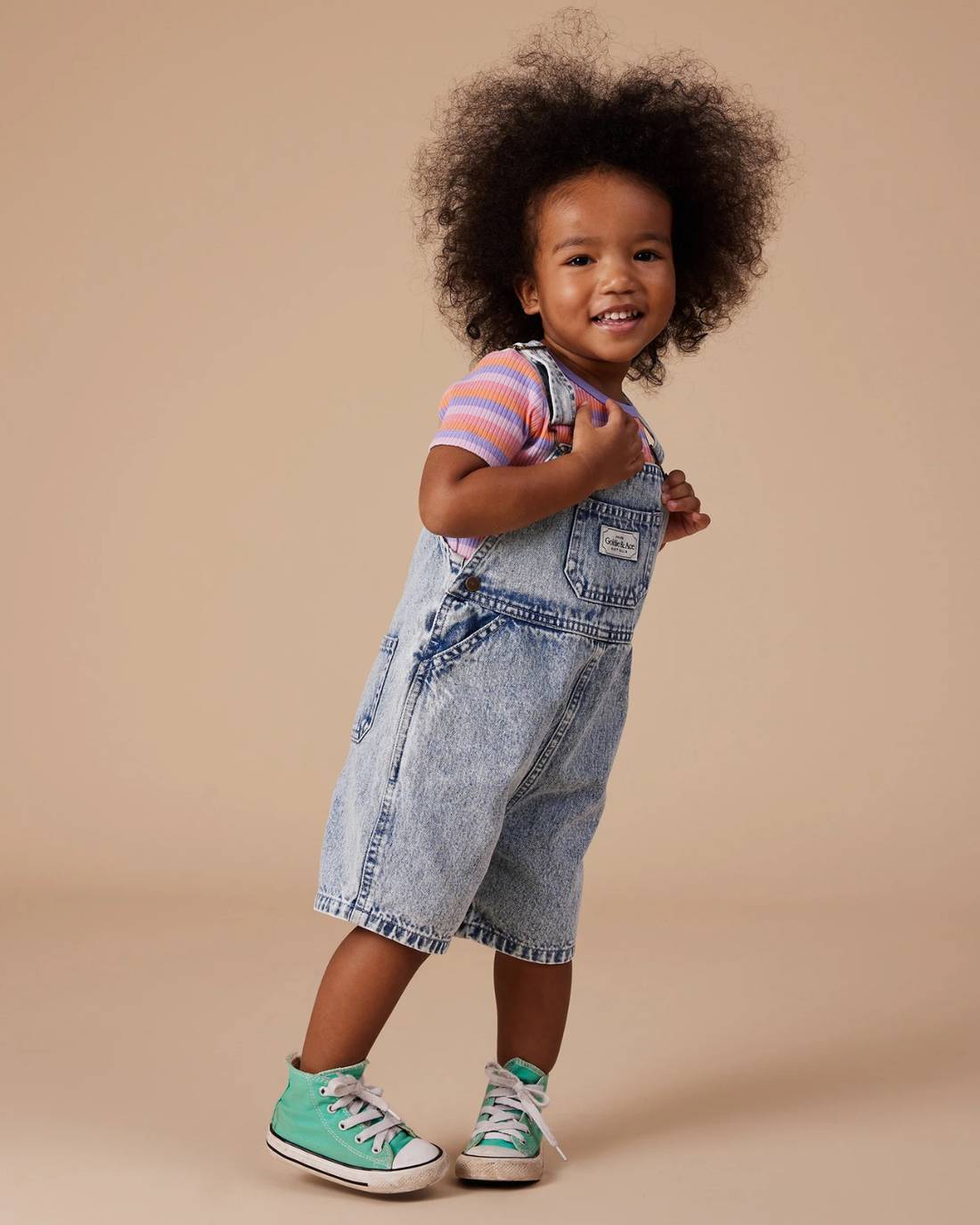 Goldie + Ace - Burton Vintage Washed Denim Overalls Light Denim 