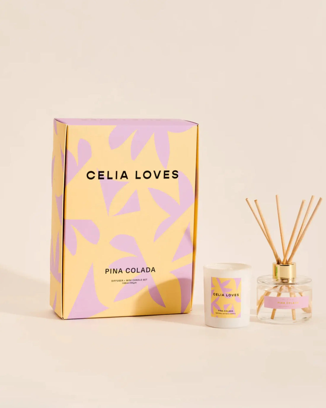 Celia Loves Diffuser + Mini Candle Set - Pina Colada