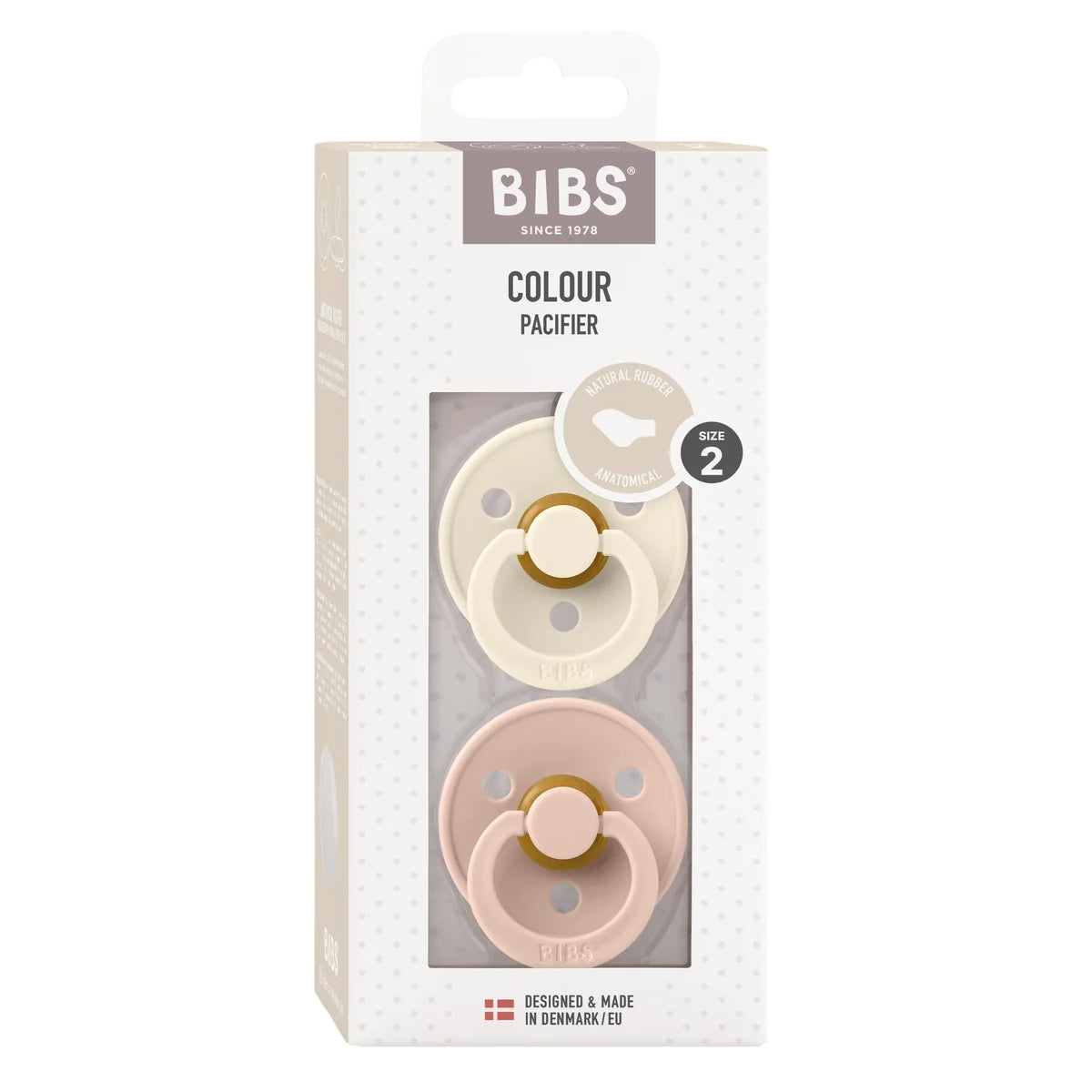 BIBS Dummies (Size 2) Anatomical Colour - Ivory/Blush (2pk)
