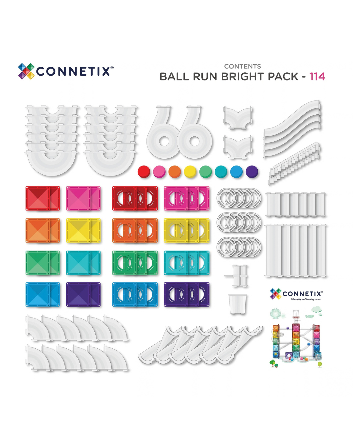 Connetix - Ball Run Bright Pack (114 pc) 