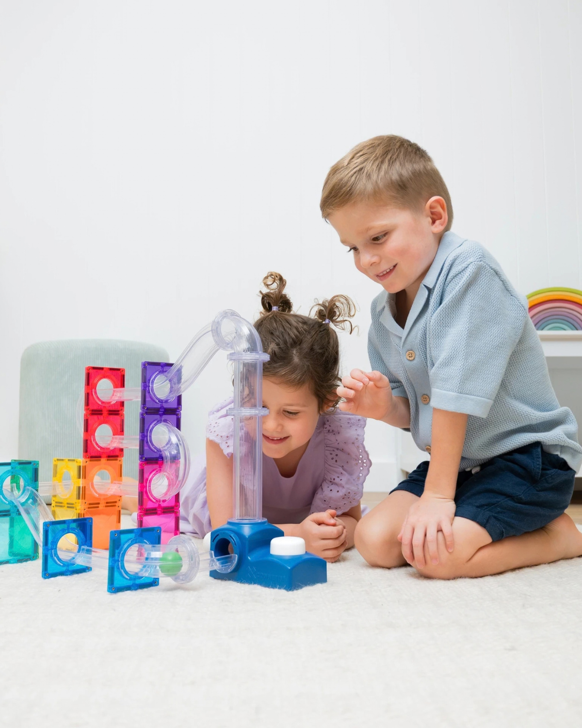 Connetix Magnetic Tiles - Ball Run Launcher Pack (47 pc)
