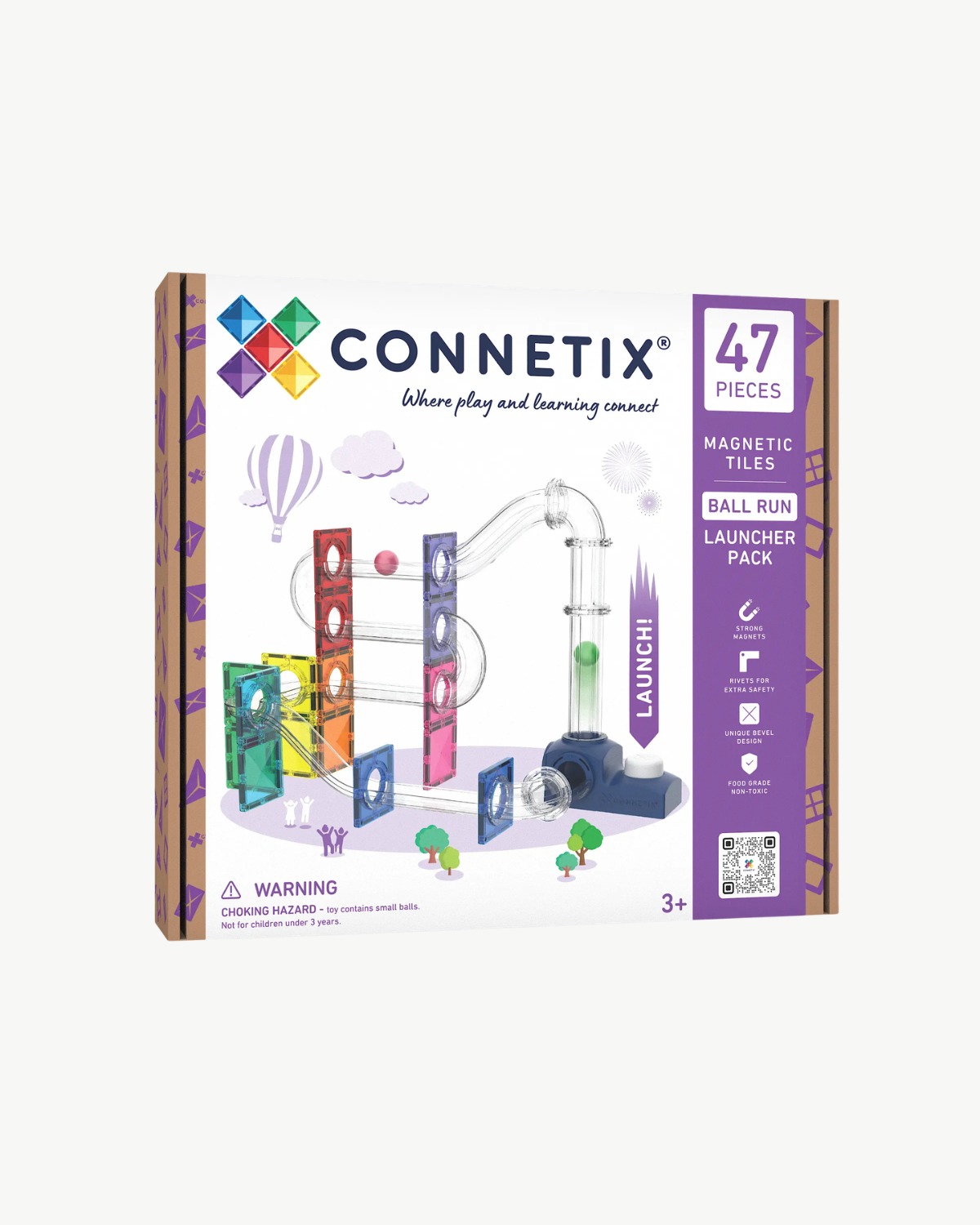 Connetix Magnetic Tiles - Ball Run Launcher Pack (47 pc)