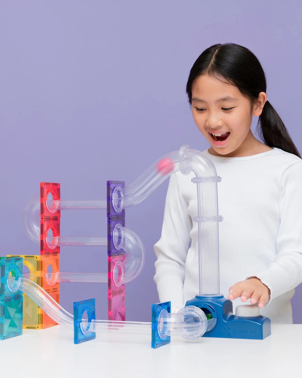 Connetix Magnetic Tiles - Ball Run Launcher Pack (47 pc)