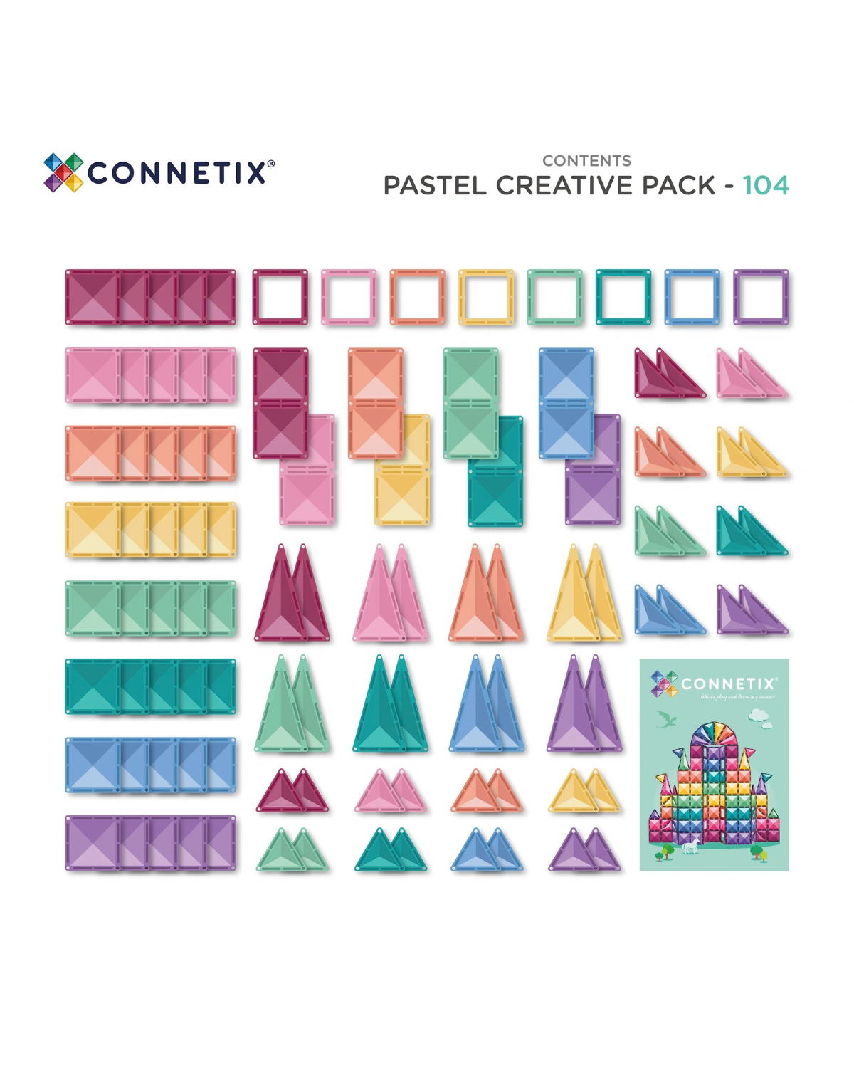 Connetix Magnetic Tiles Pastel Creative Pack (104 pc)