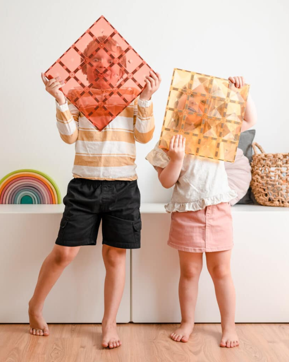 Connetix - Pastel Lemon &amp; Peach Base Plate (2 pc)