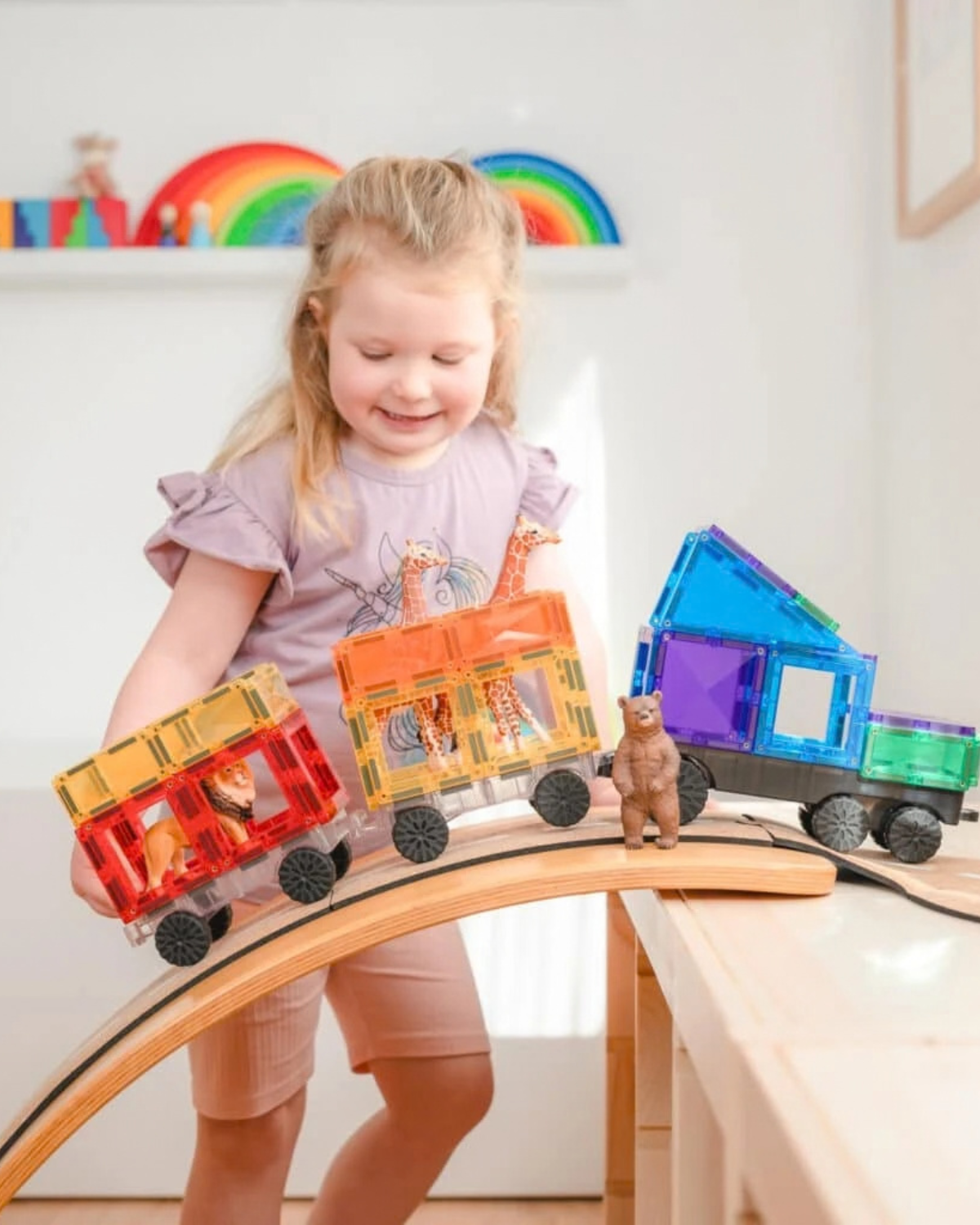 Connetix Magnetic Tiles - Rainbow Transport Pack (50 pc)