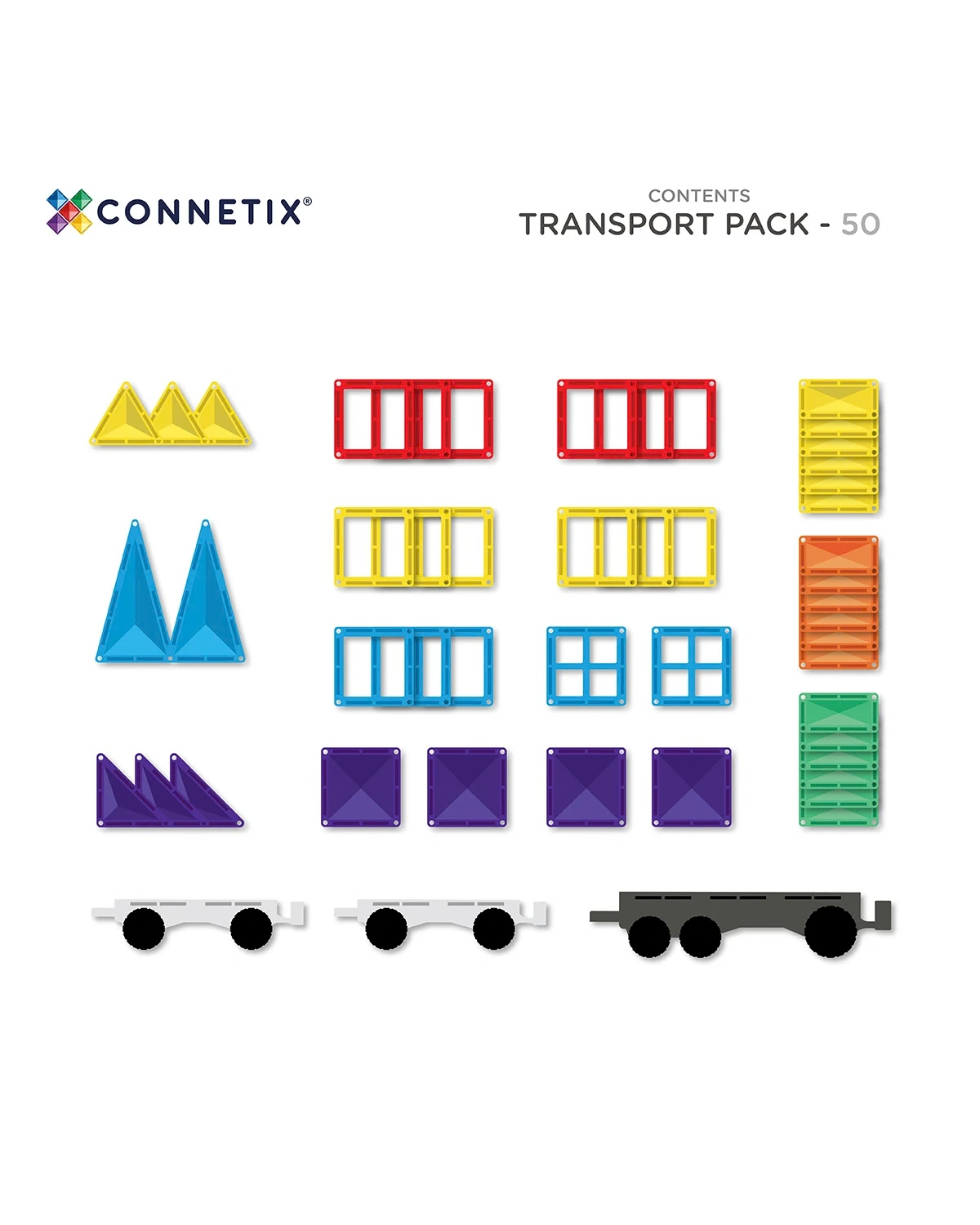 Connetix Magnetic Tiles - Rainbow Transport Pack (50 pc)