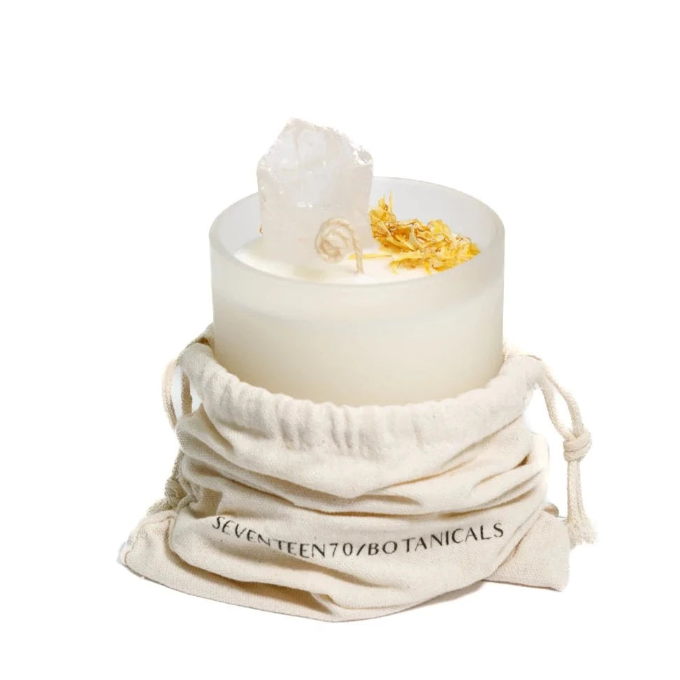 Crystal Candle - Sea Salt Caramel with Clear Quartz (Inspiration + Positivity)