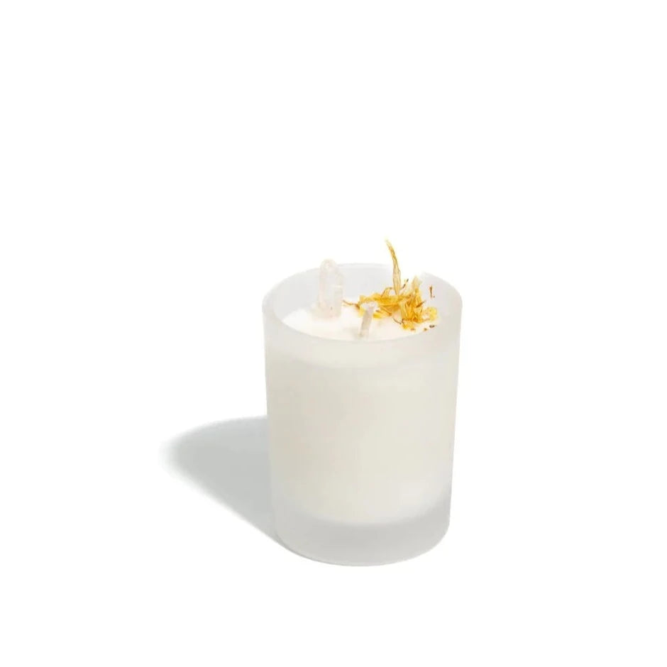 Crystal Candle - Sea Salt Caramel with Clear Quartz (Inspiration + Positivity)