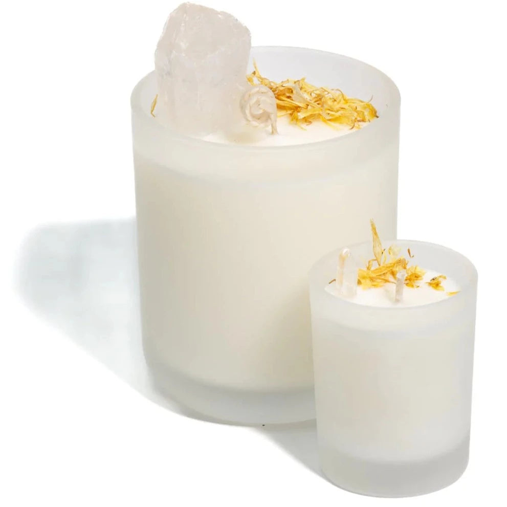 Crystal Candle - Sea Salt Caramel with Clear Quartz (Inspiration + Positivity)
