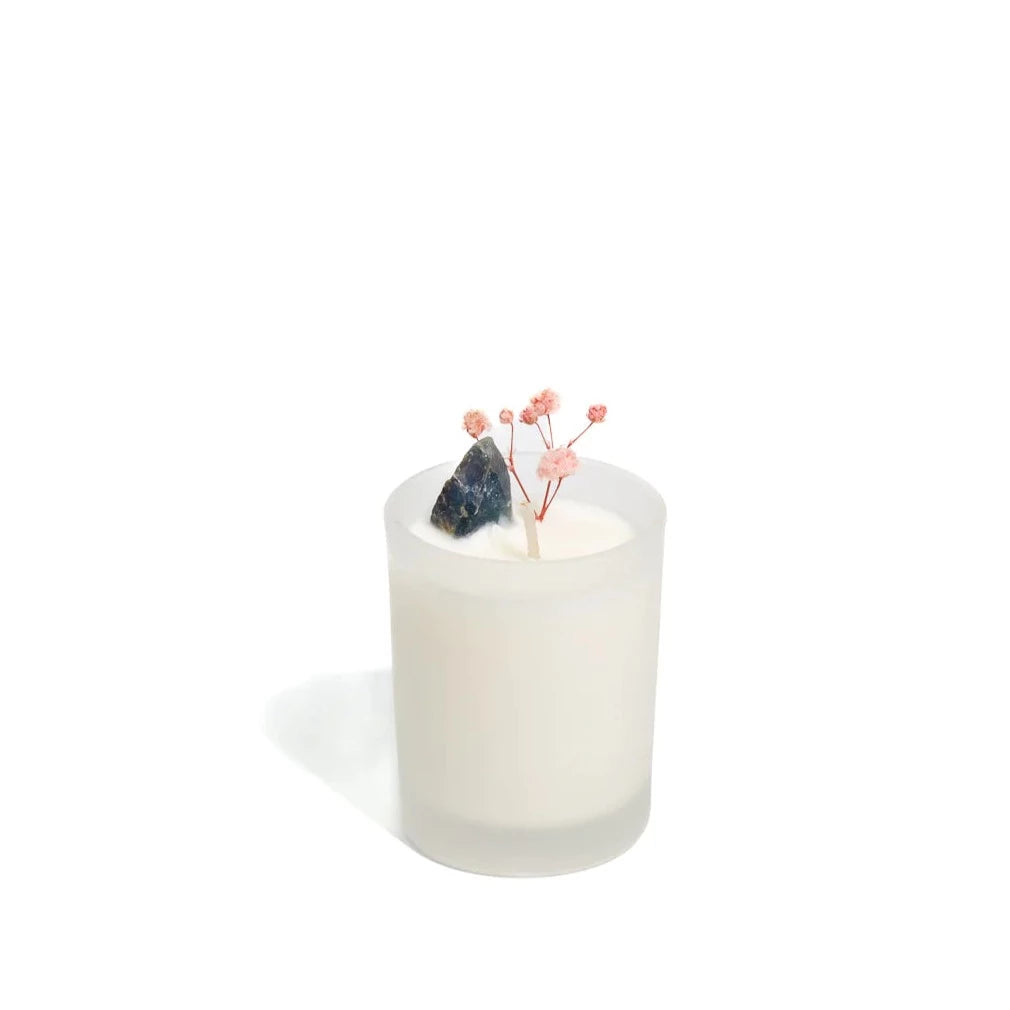 Crystal Candle - Watermelon with Blue Fluorite (Positive Vibes)