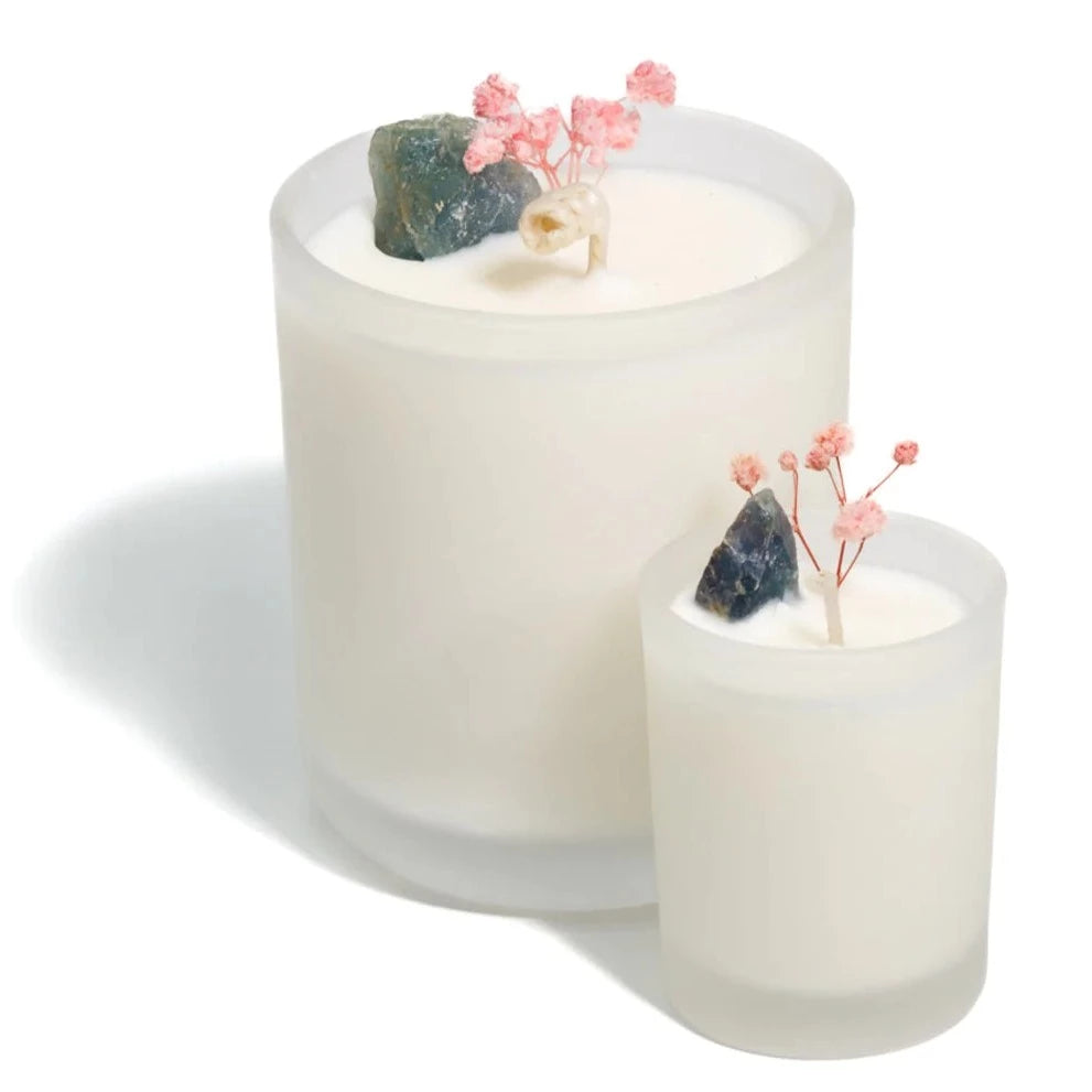 Crystal Candle - Watermelon with Blue Fluorite (Positive Vibes)