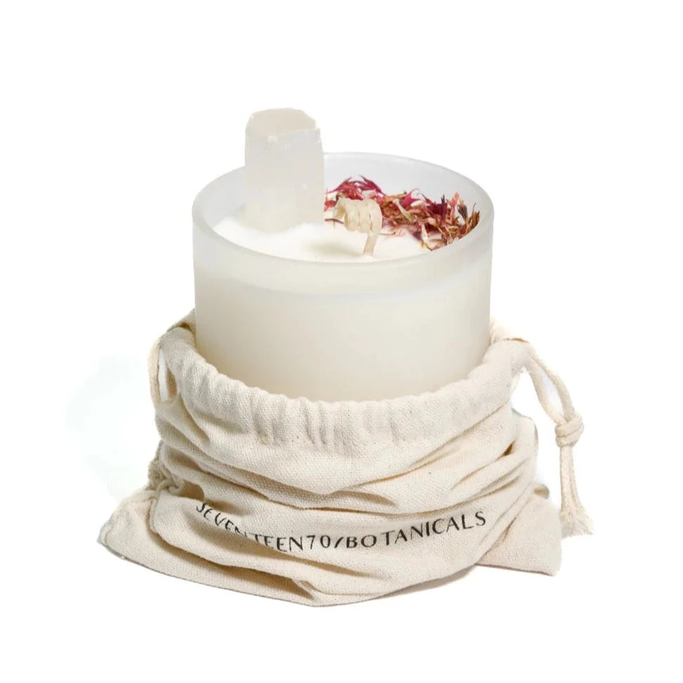 Crystal Candle - Kakadu Plum with Selenite (Peace &amp; Calm) - Seventeen70 Candles