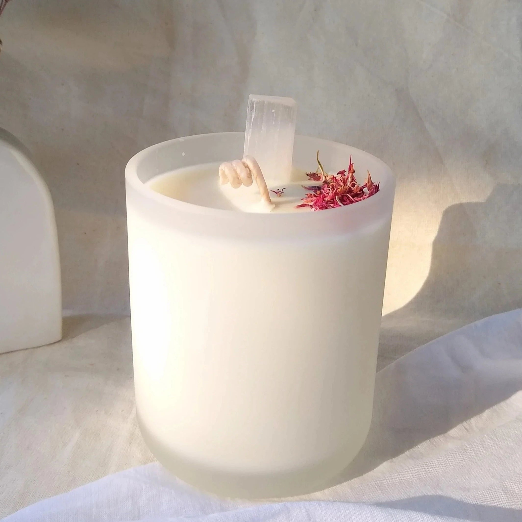 Crystal Candle - Kakadu Plum with Selenite (Peace &amp; Calm) - Seventeen70 Candles