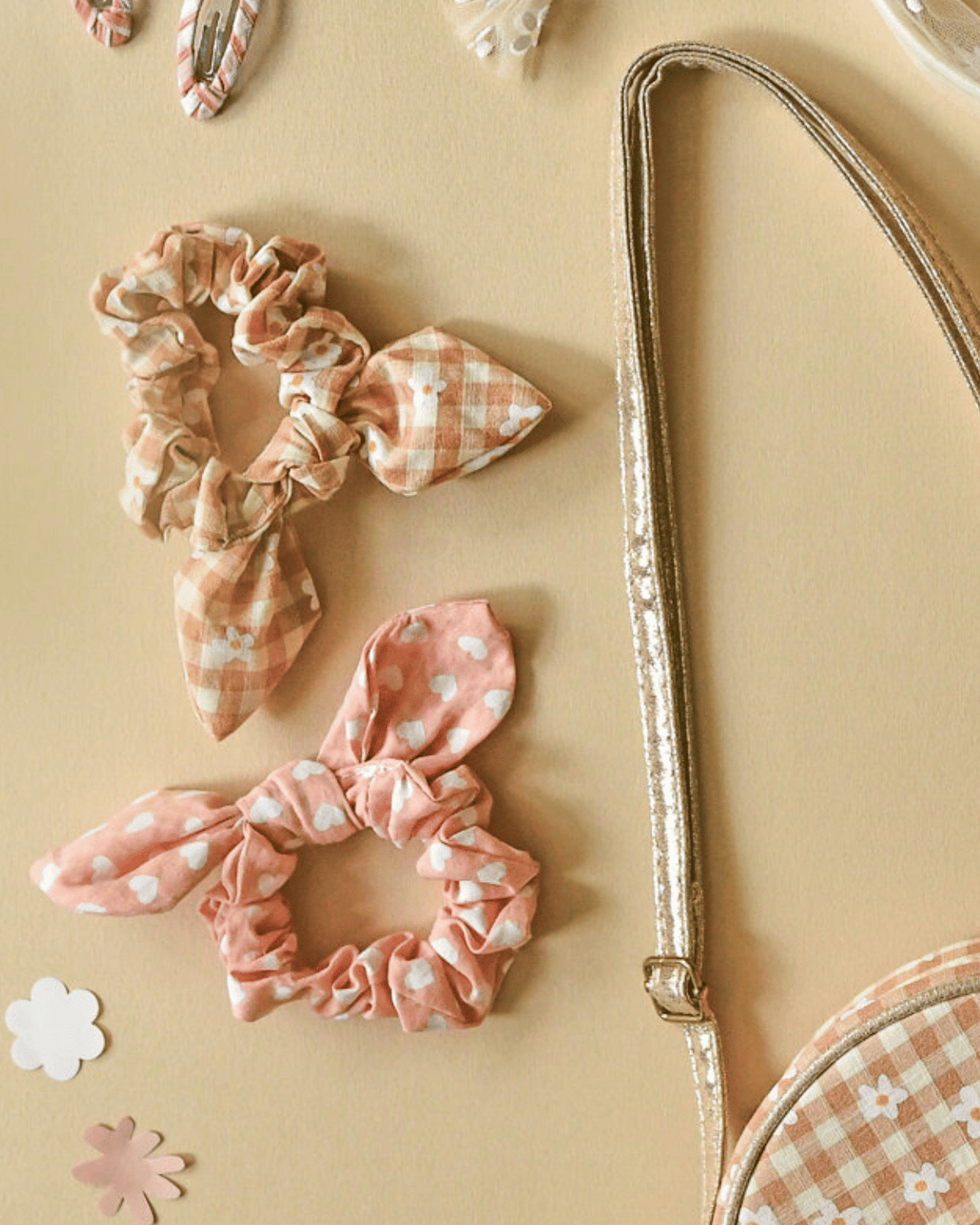 Daisy Gingham Bunny Ears Scrunchies by Rockahula Kids