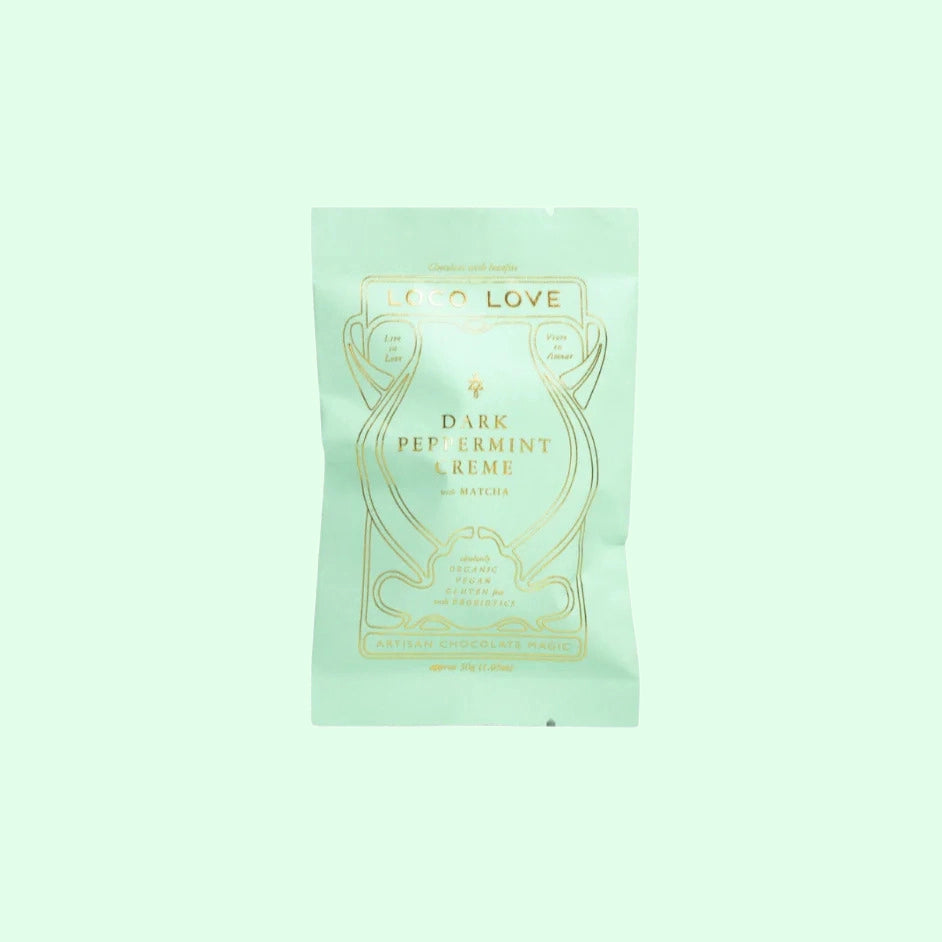 Loco Love Dark Peppermint Creme Chocolate - Single 30g with Matcha