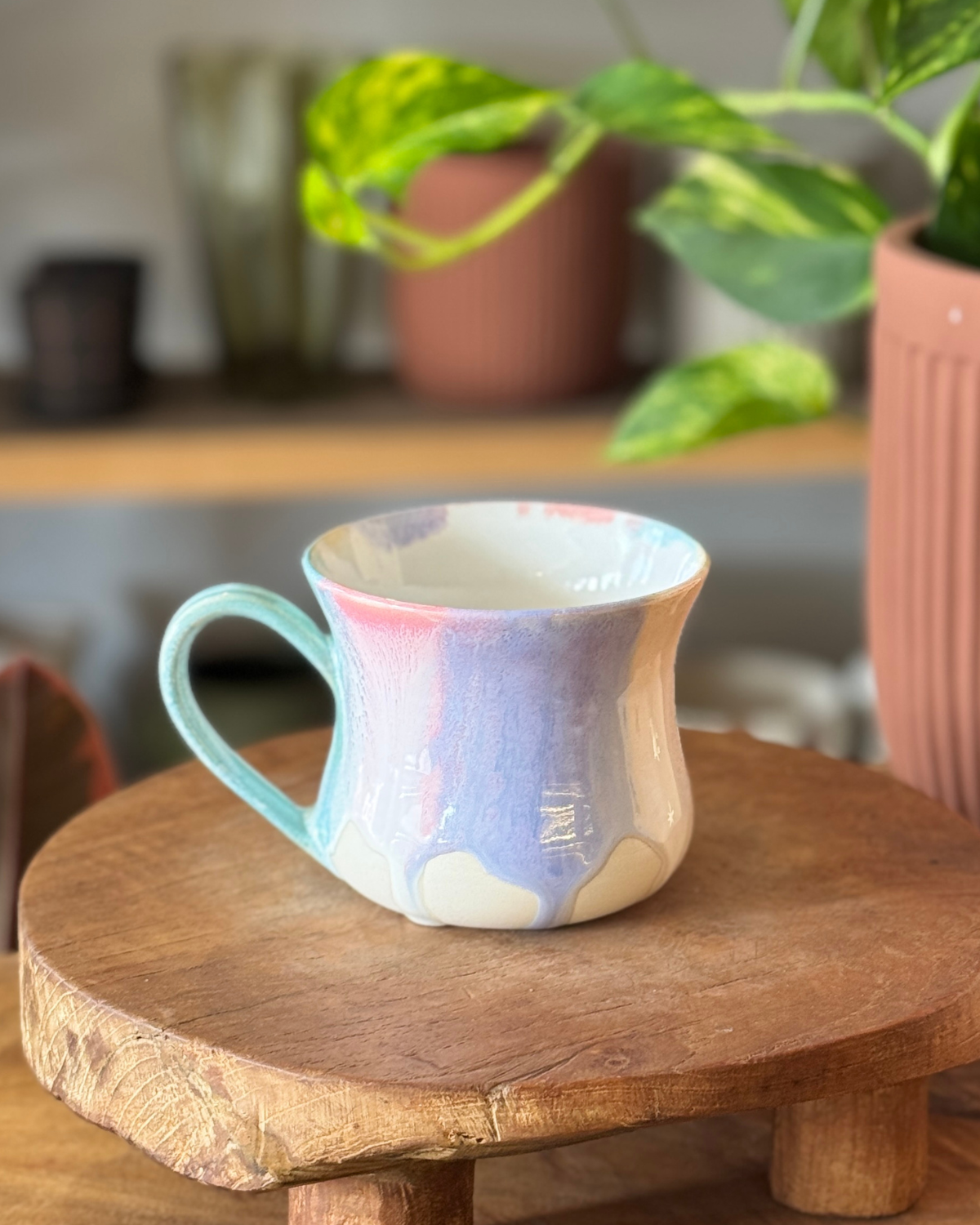 OAS Clay Creative Drippy Rainbow Glaze Mug 